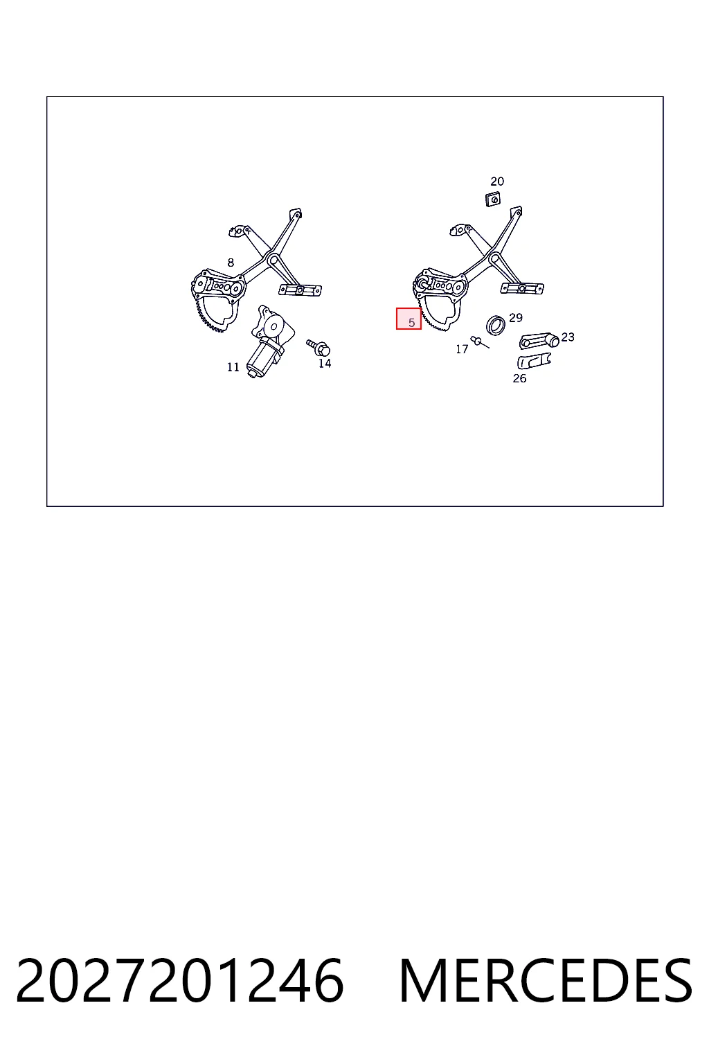 Do koszyka Mechanizm podnoszenia szyby drzwi przednich prawych Mercedes C  S202