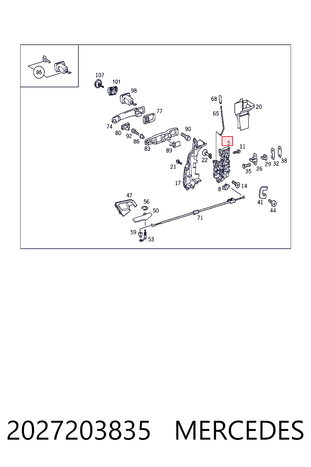 Zamek drzwi przednich prawych Mercedes C sedana (W202) (1993 - 2000) cena, od 53,18 USD