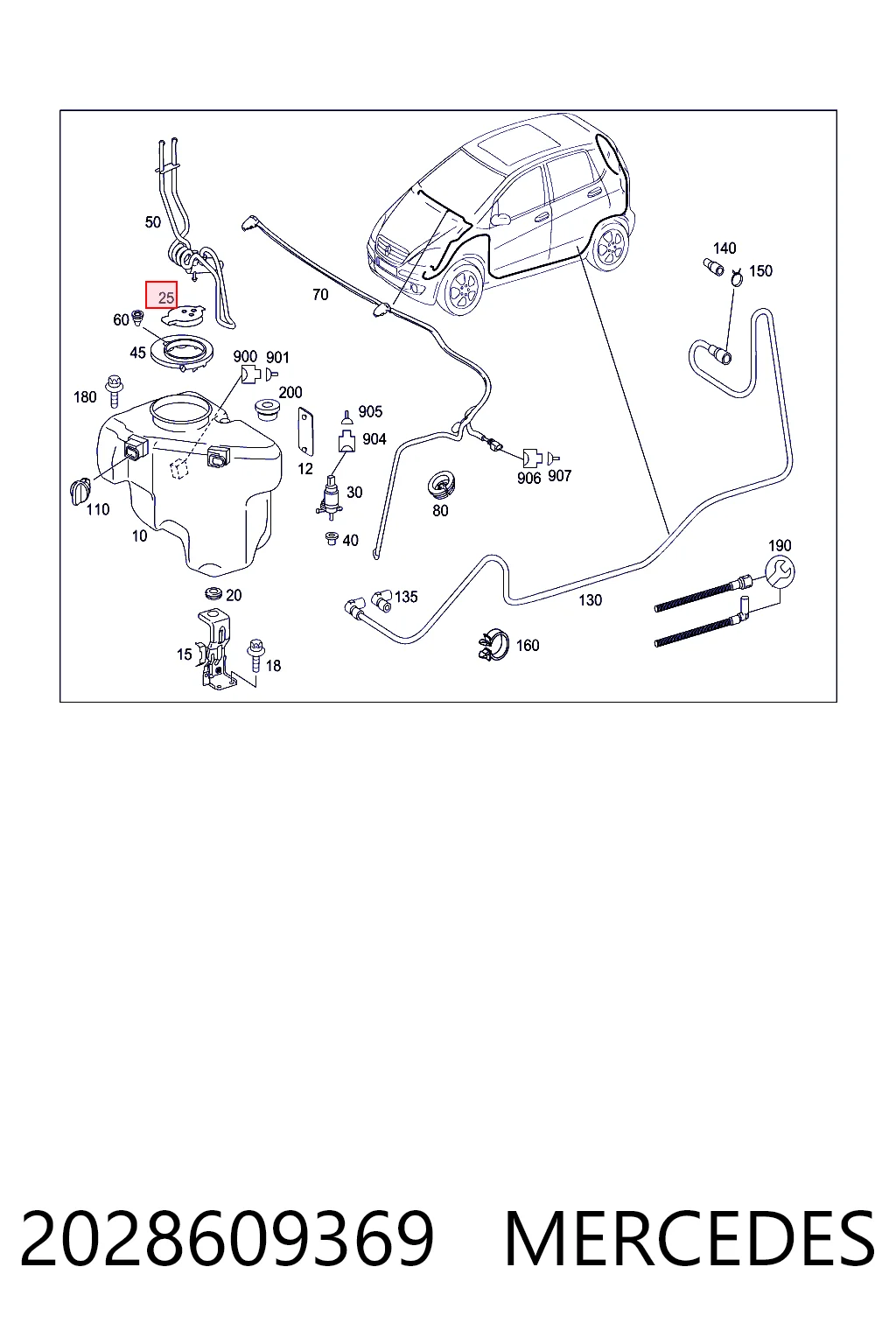 2028609369 Mercedes Korek zbiornika spryskiwacza