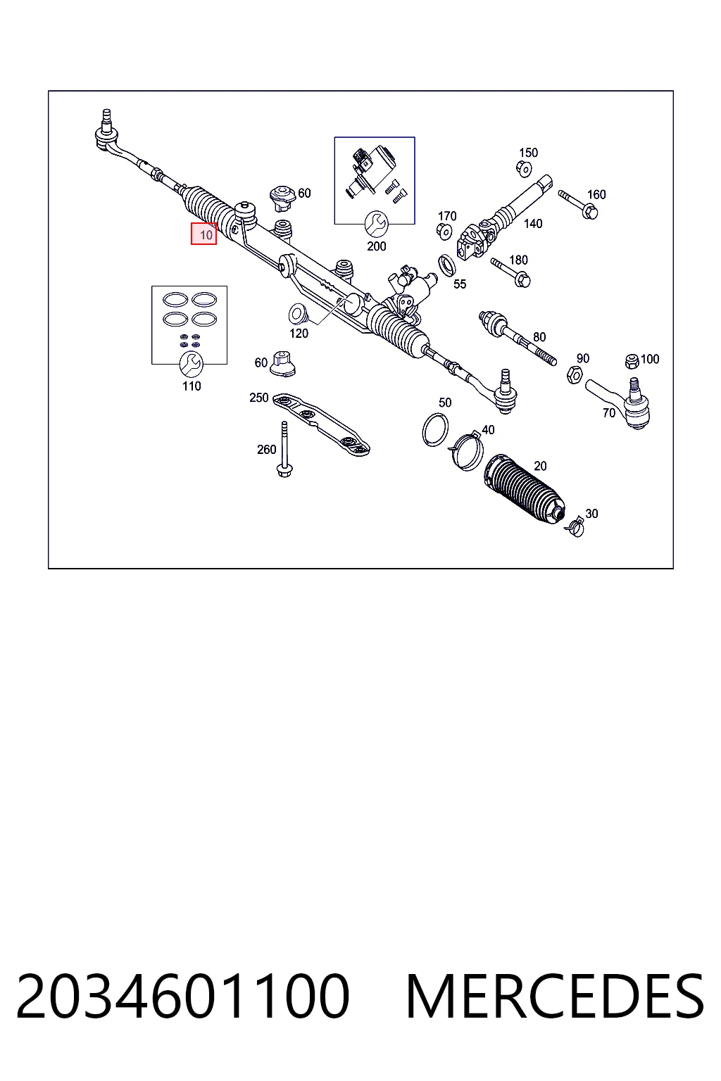 2034601100 Mercedes Listwa kierownicza (maglownica)