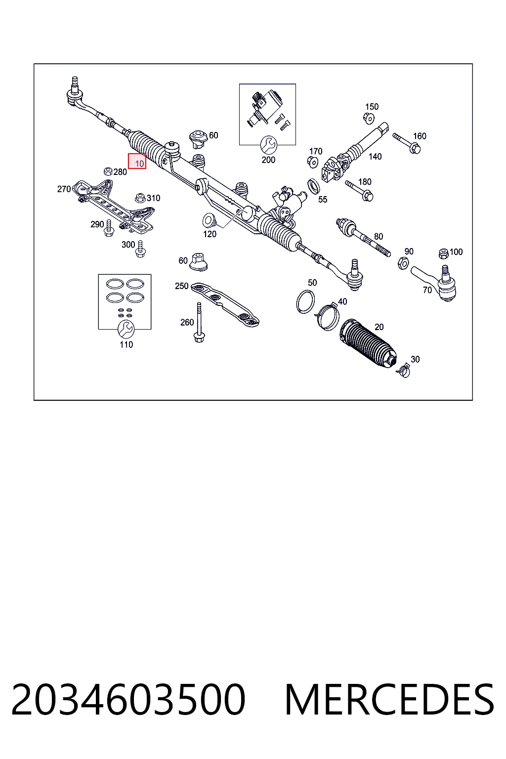2034603500 Mercedes Listwa kierownicza (maglownica)