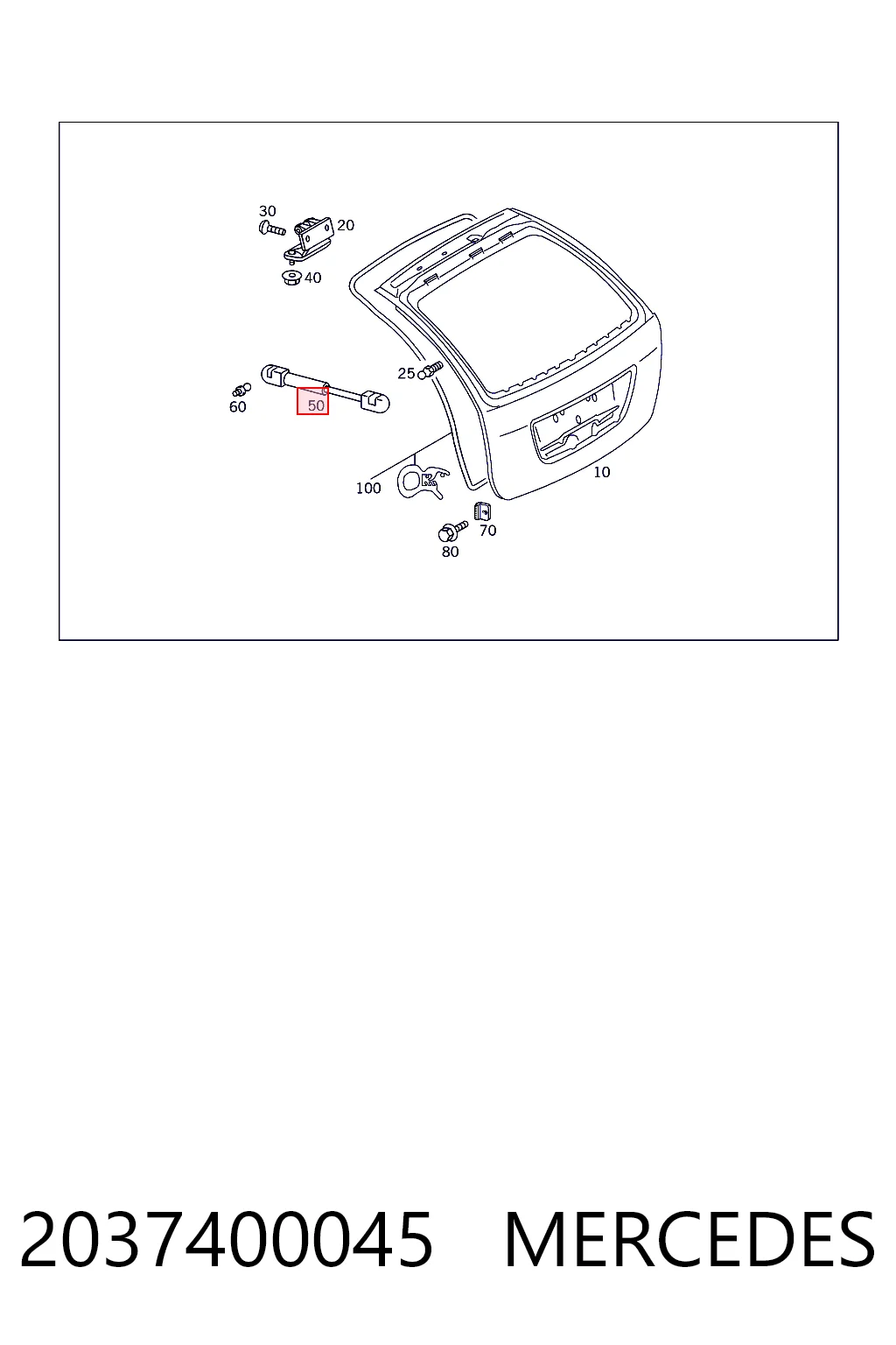 2037400045 Mercedes Amortyzator klapy bagażnika (3/5 drzwi-tylnych)