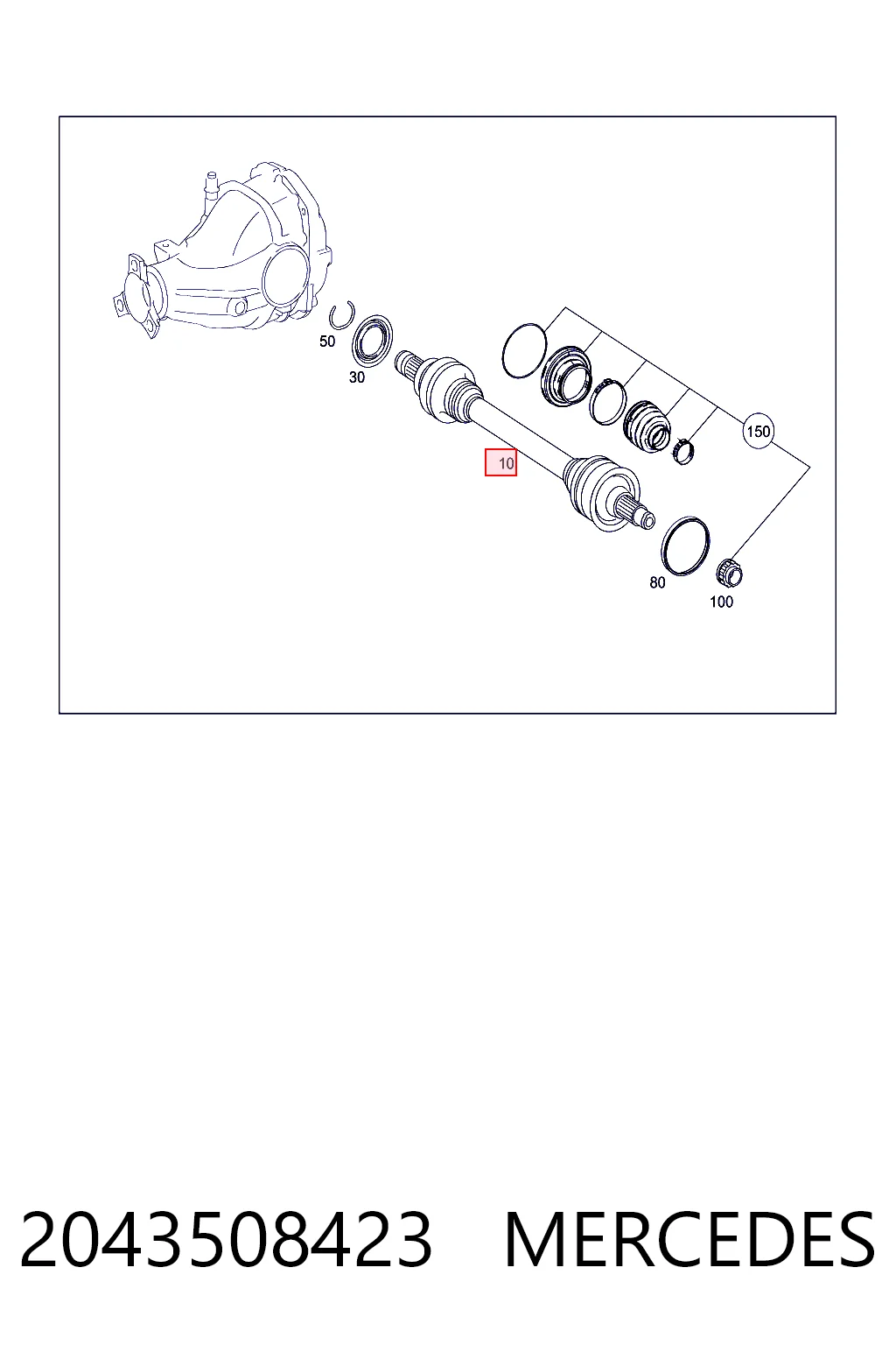 Półoś tylna do Mercedes C  W204