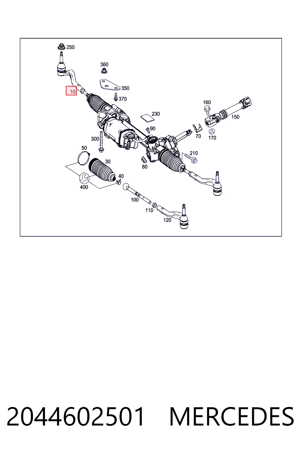 2044602501 Mercedes Listwa kierownicza (maglownica)