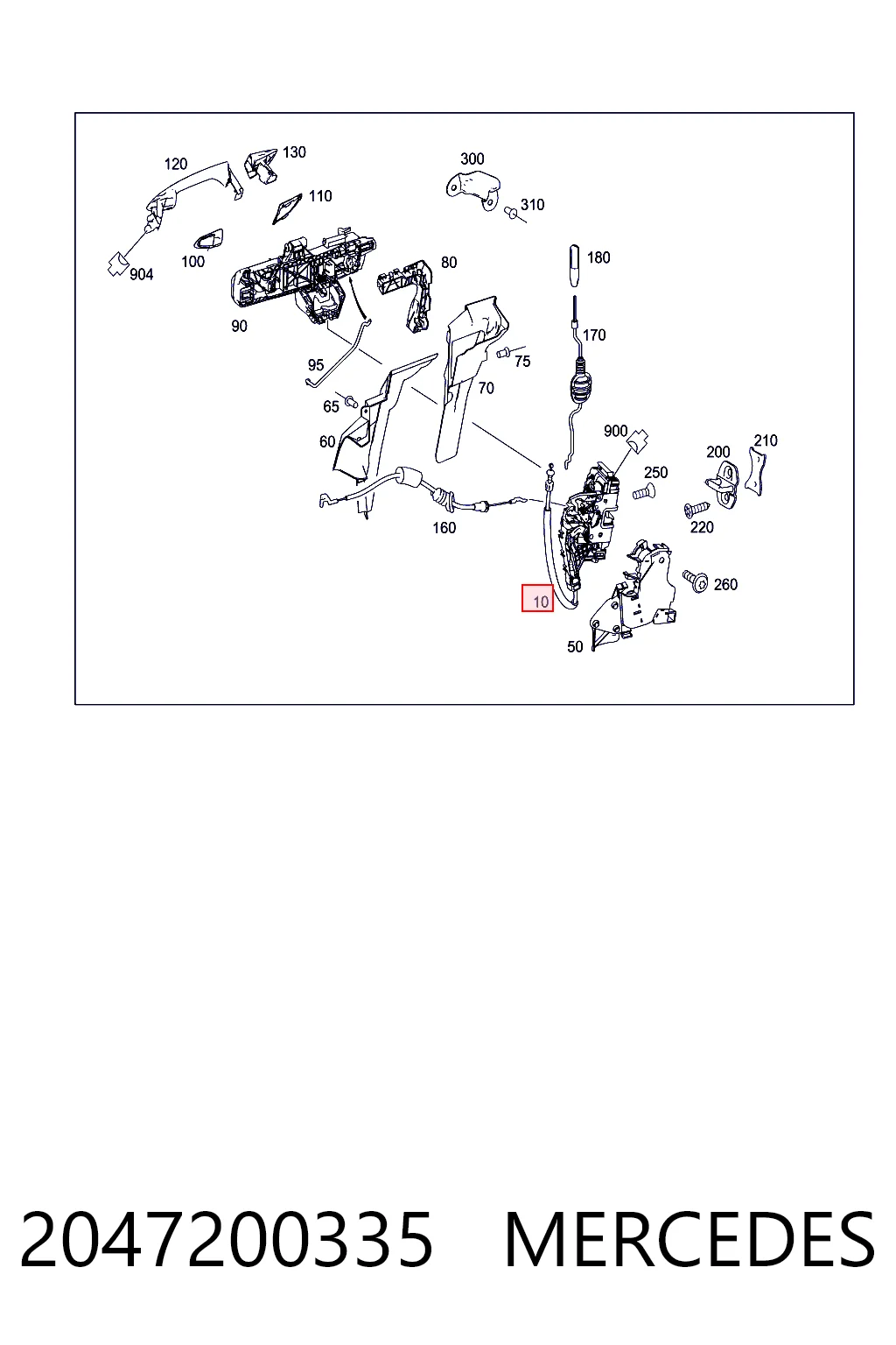 2047200335 Mercedes Zamek drzwi przednich lewych