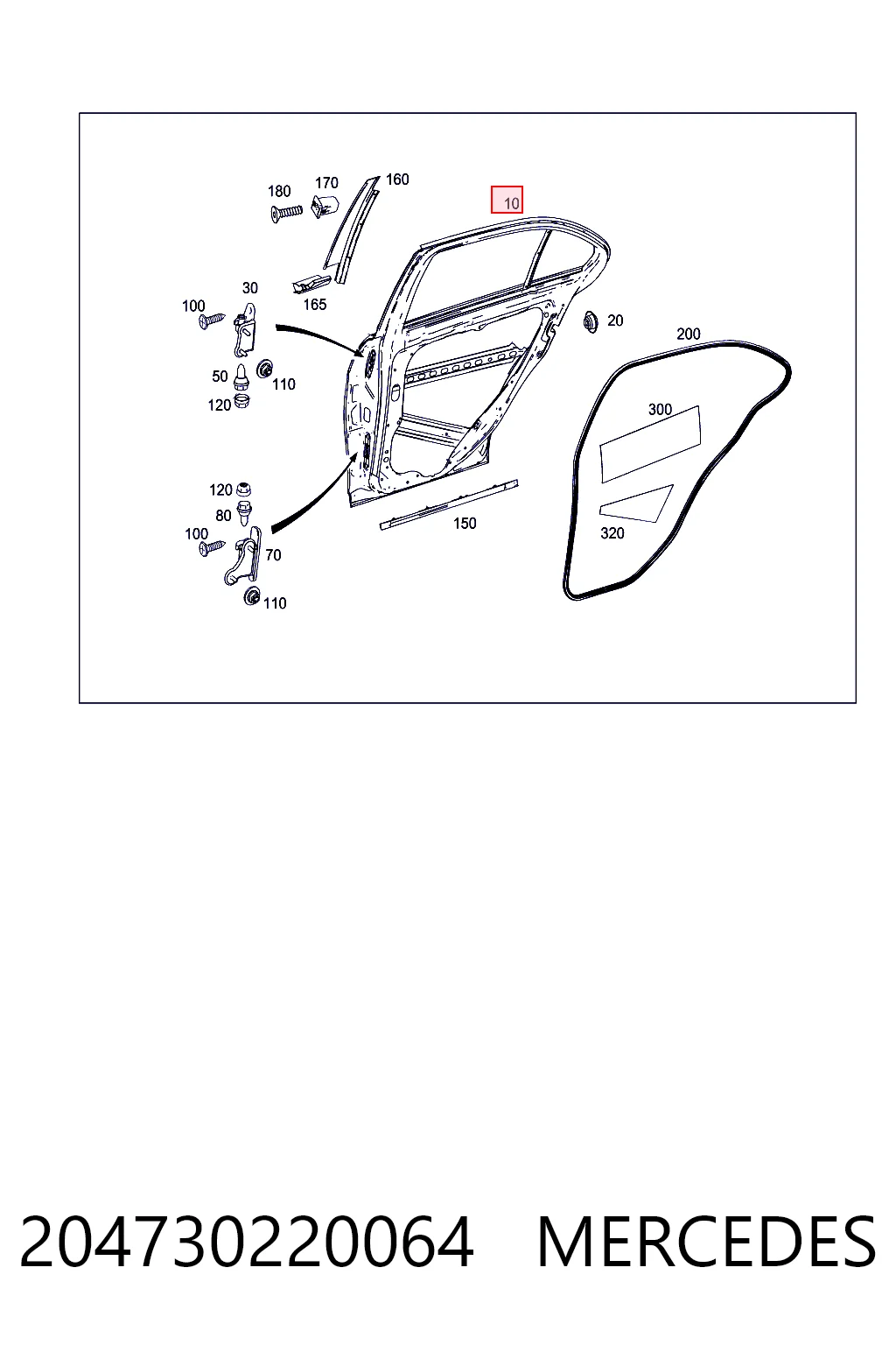 Drzwi tylne prawe do Mercedes C  W204