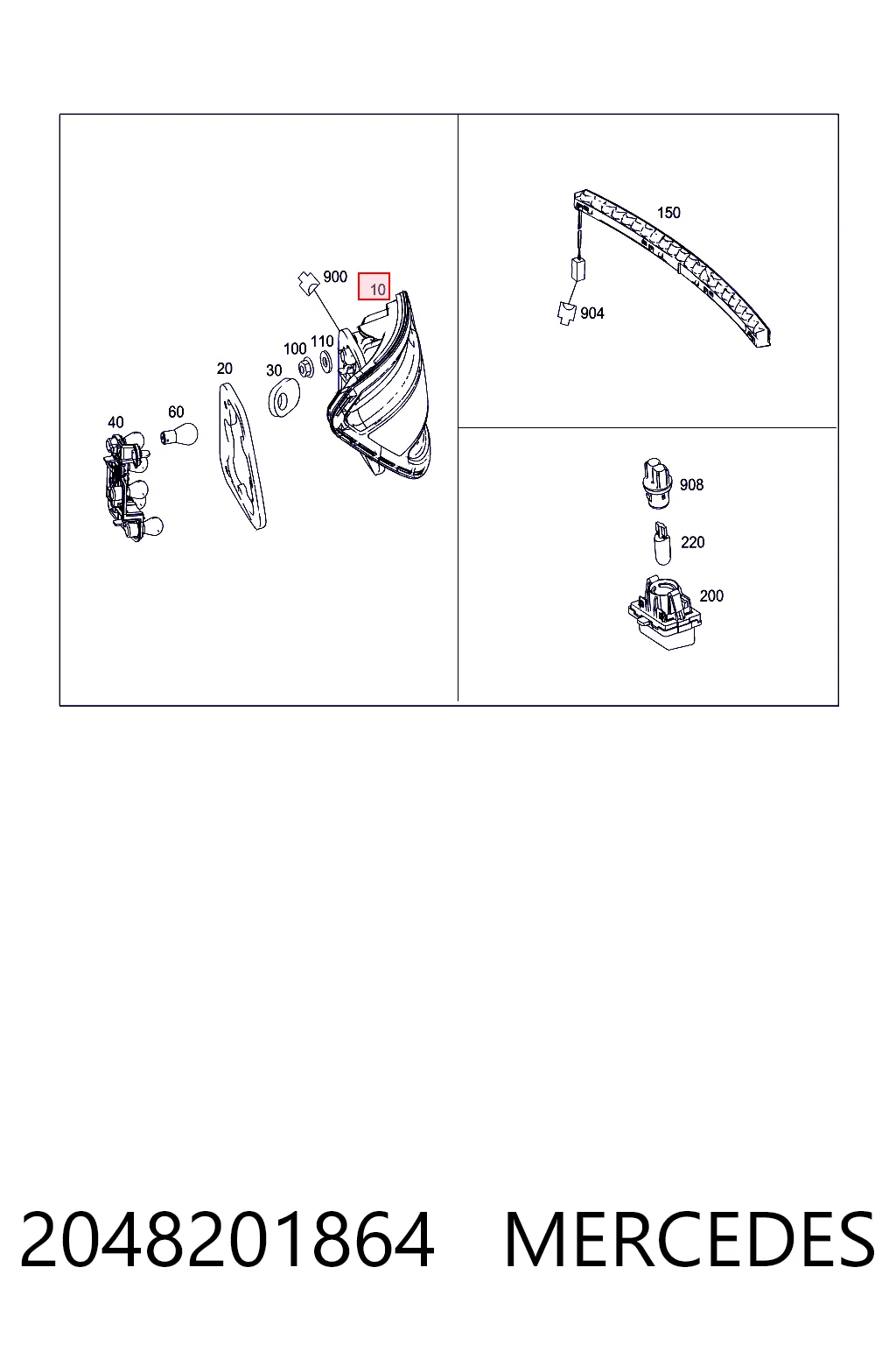 2048201864 Mercedes Lampa zespolona tylna lewa