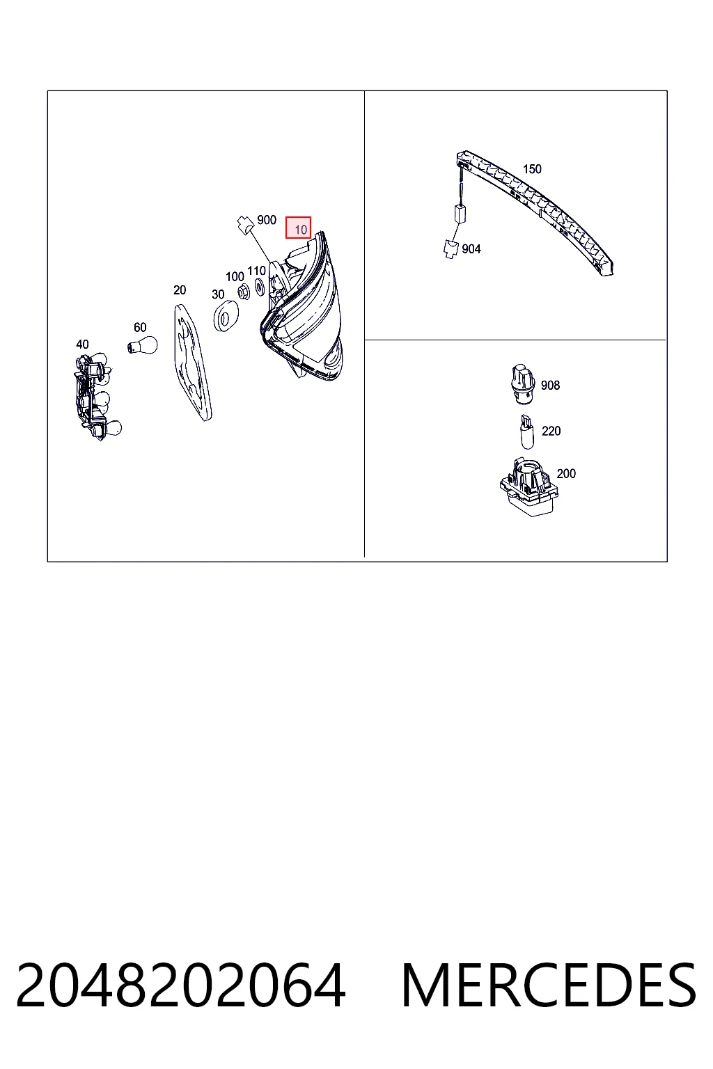 2048202064 Mercedes Lampa zespolona tylna prawa