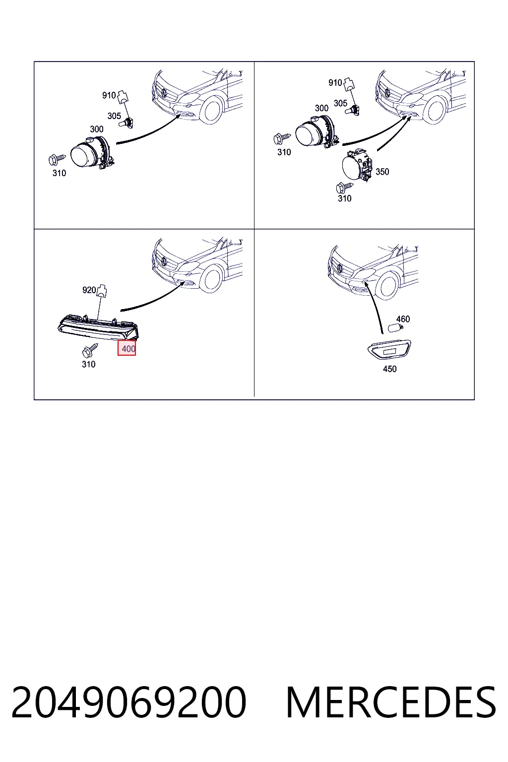 2049069200 Mercedes Lampa przeciwmgielna lewa