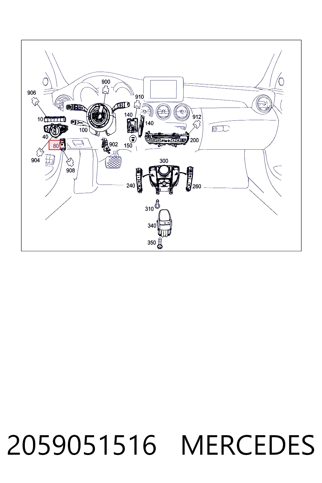 2059051516 Mercedes Przycisk elektromechanicznego hamulca postojowego (ręcznego)