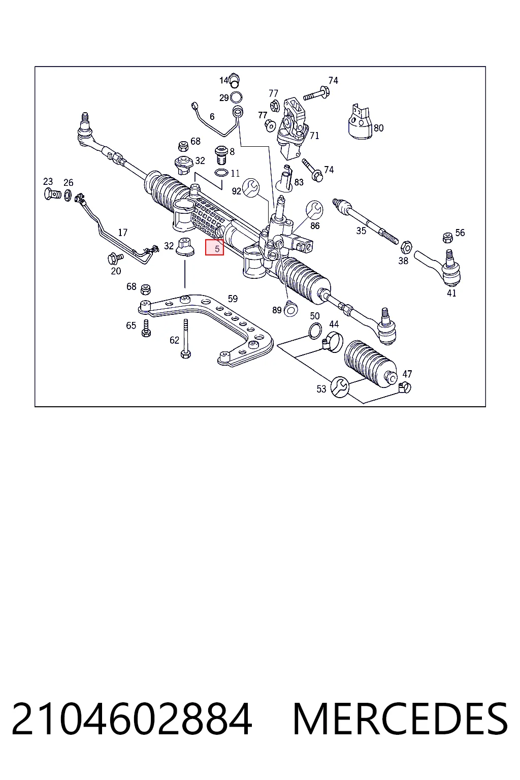 2104602884 Mercedes Listwa kierownicza (maglownica)