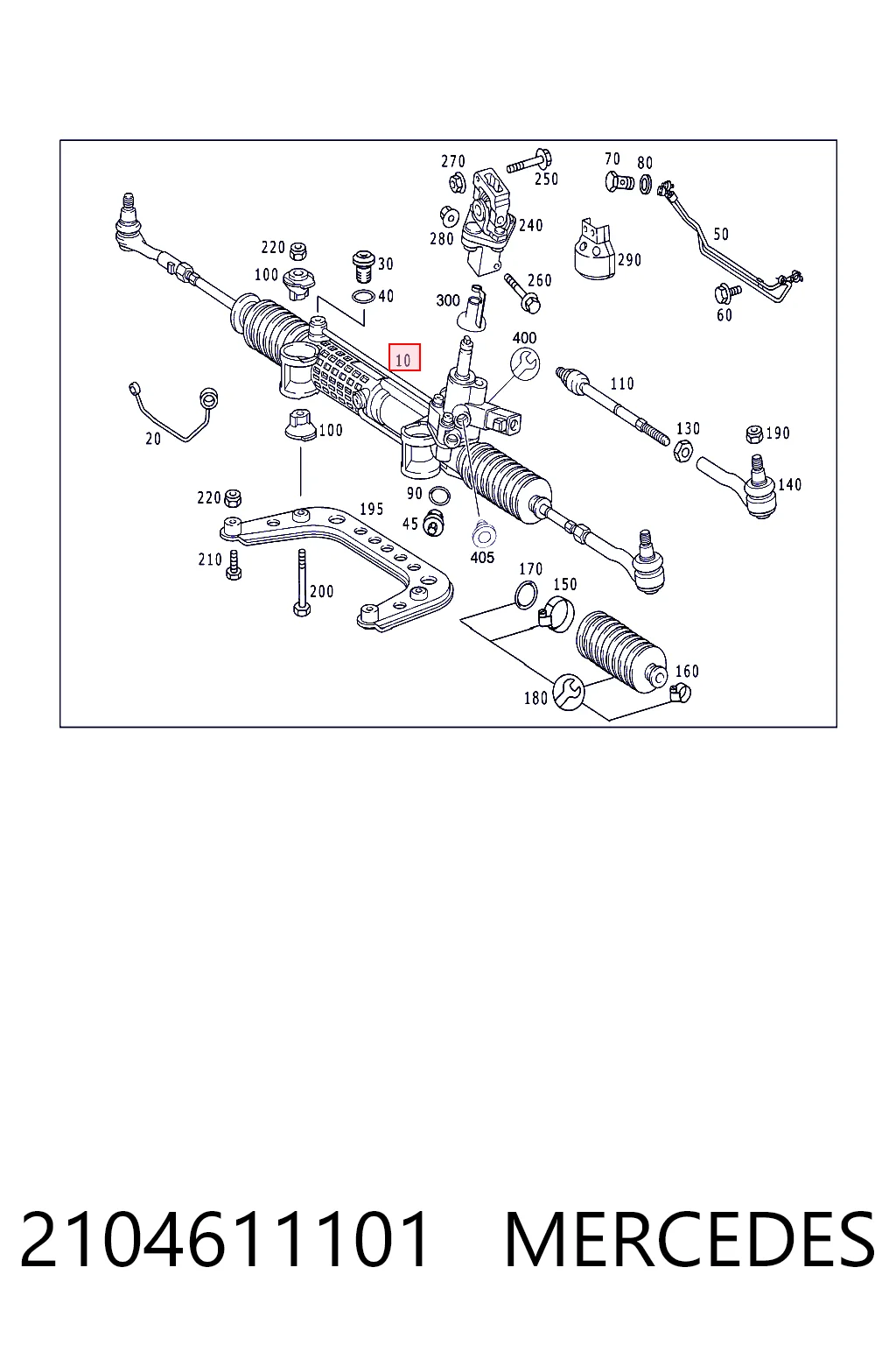 2104611101 Mercedes Listwa kierownicza (maglownica)