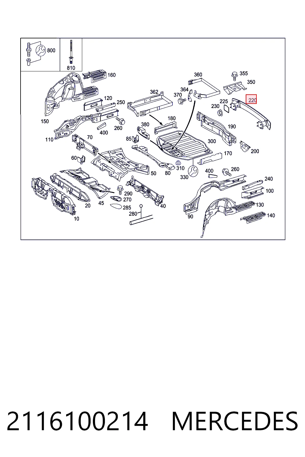 Wzmocnienie zderzaka tylnego Mercedes E sedana (W211) (2002 - 2008) cena, od 145,41 USD