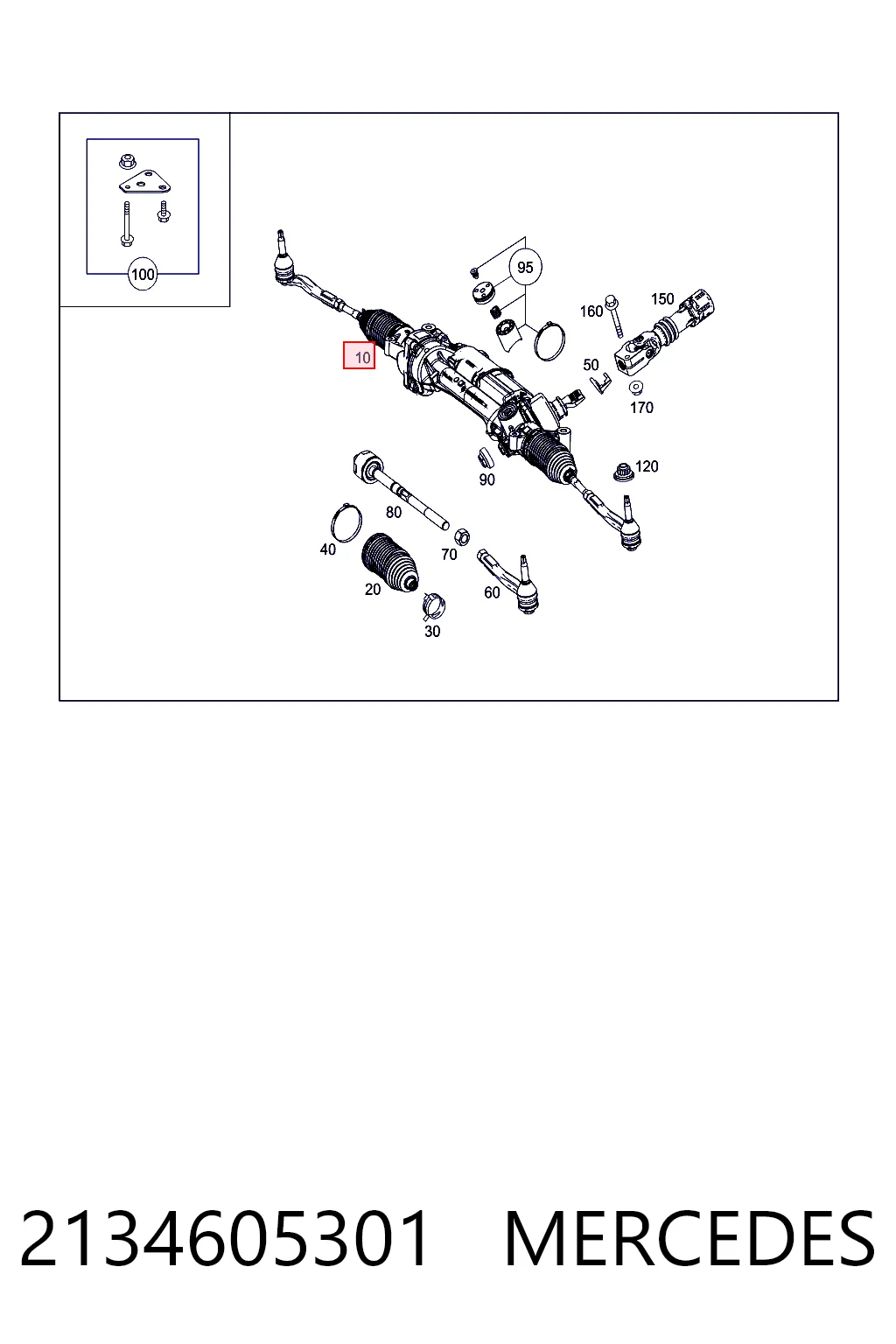 2134605301 Mercedes Listwa kierownicza (maglownica)