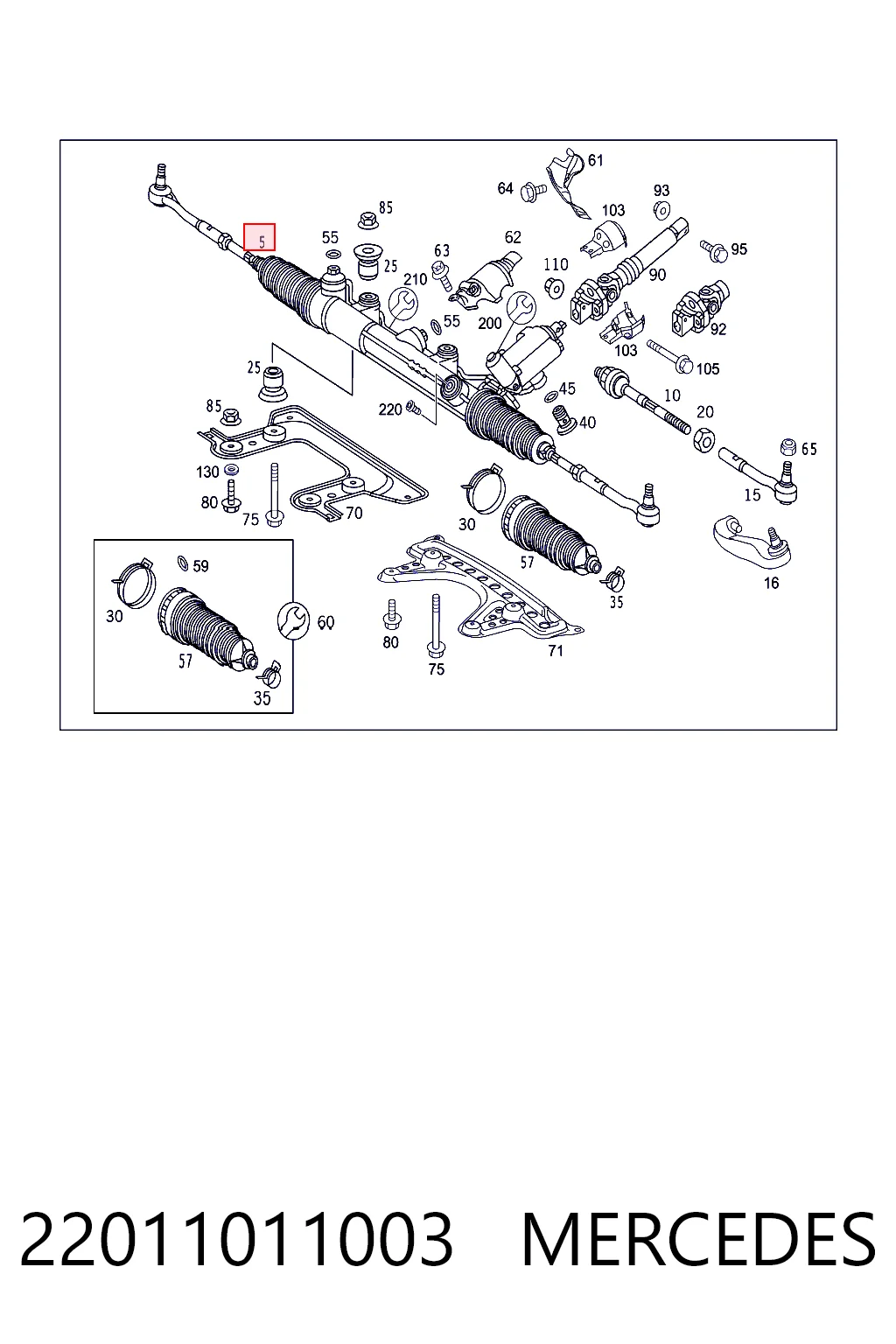 Listwa kierownicza (maglownica) Mercedes S sedana (W220) (1998 - 2005) cena, od 189,89 USD
