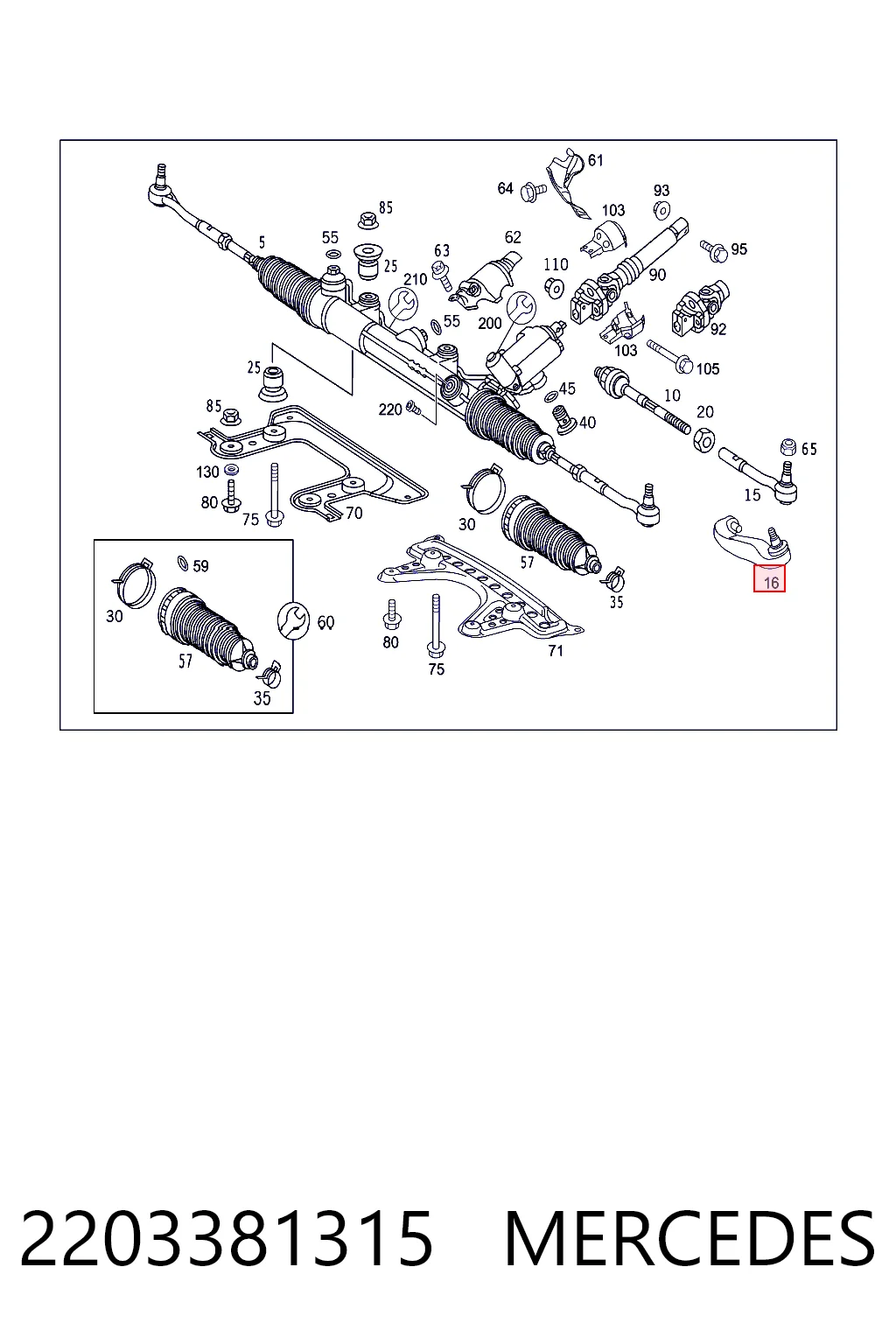 2203381315 Mercedes Końcówka drążka kierowniczego zewnętrzna