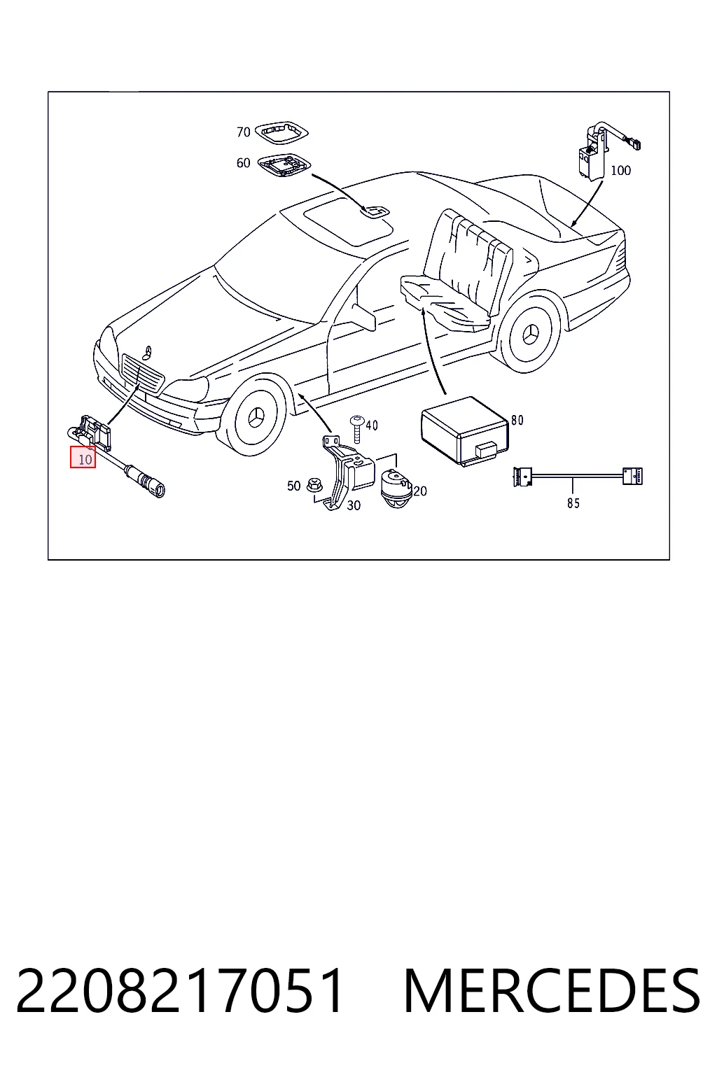 Zamek maski do Mercedes C  W202