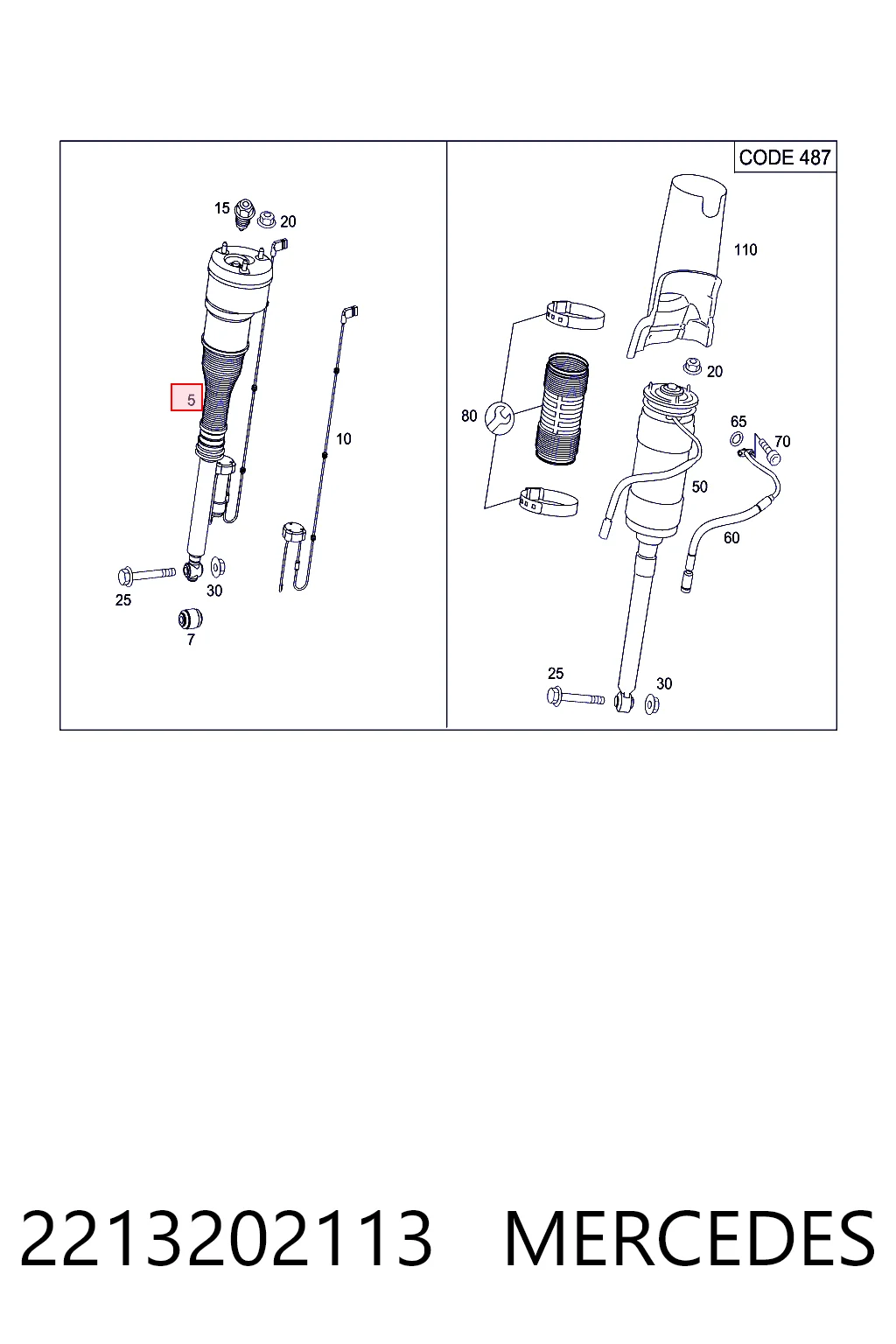 2213202113 Mercedes Amortyzator tylny lewy