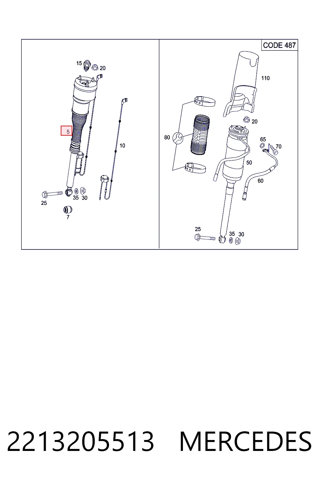 2213205513 Mercedes Amortyzator tylny lewy