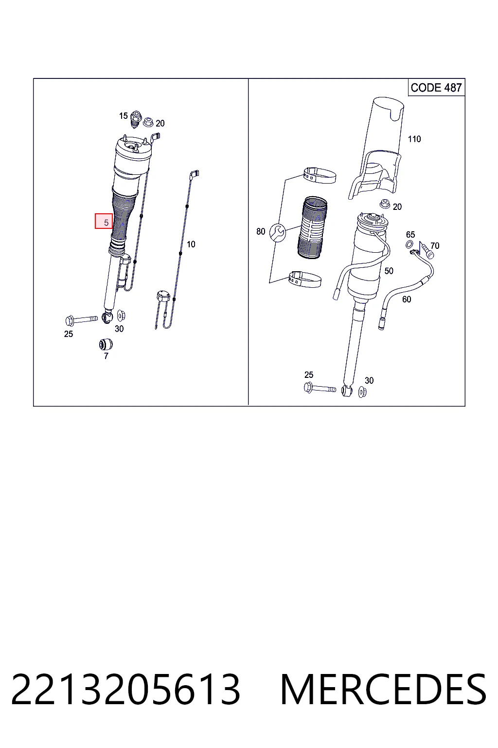 2213205613 Mercedes Amortyzator tylny prawy