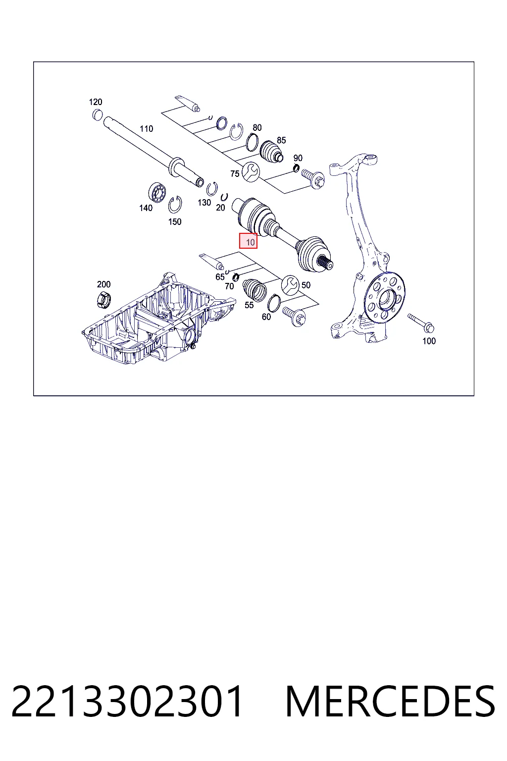 2213302301 Mercedes Półoś napędowa przednia prawa
