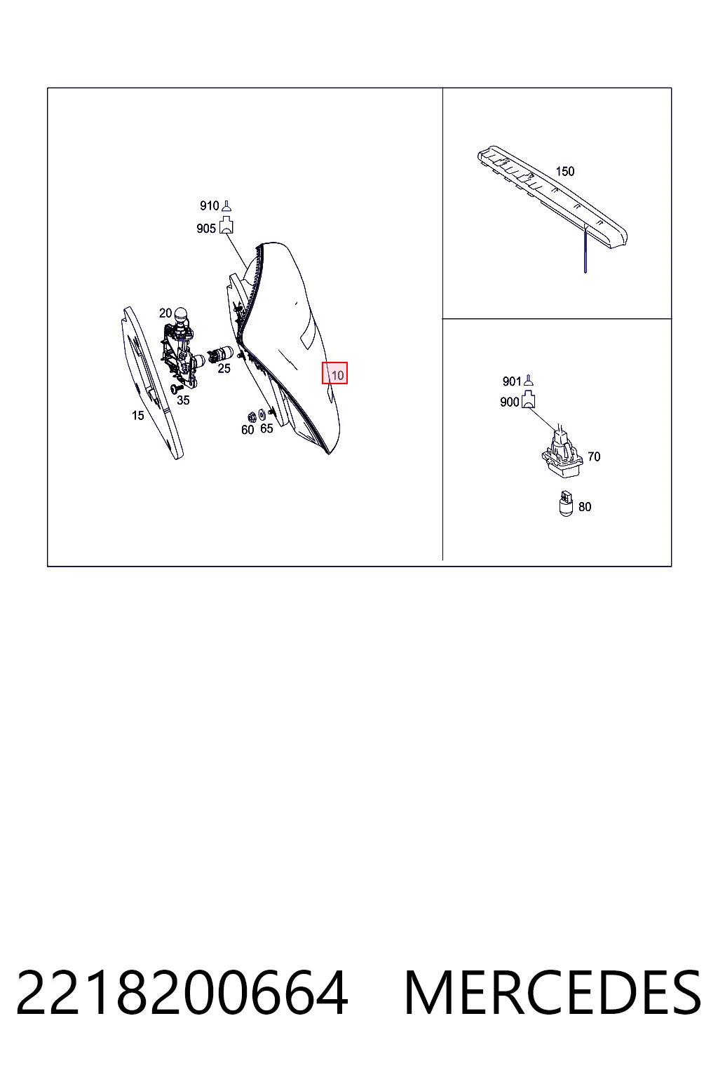 Lampa zespolona tylna prawa do Mercedes S  W221