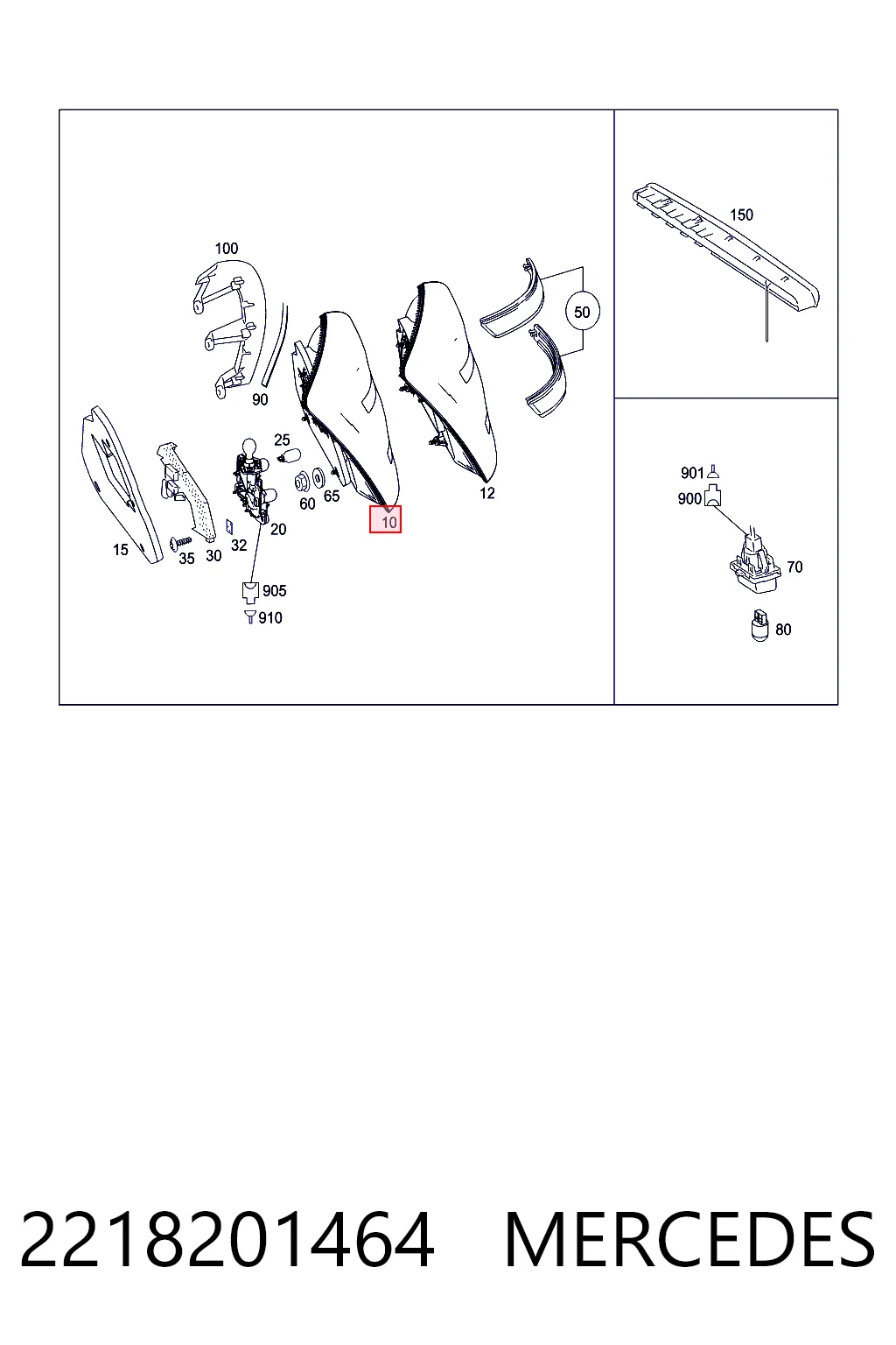 Do koszyka Lampa zespolona tylna prawa Mercedes S  W221