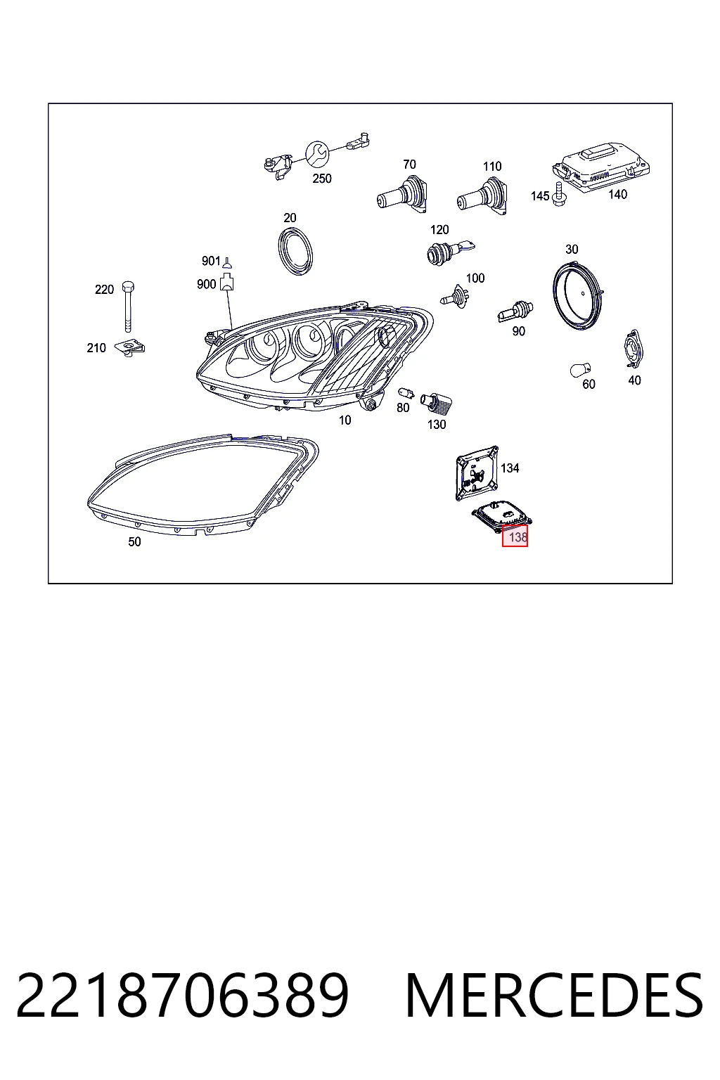2218706389 Mercedes Sterownik lamp pozycyjnych