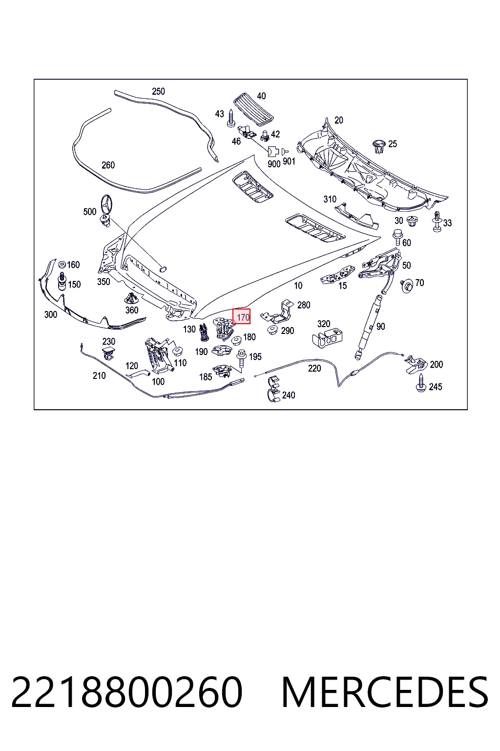 Zamek maski Mercedes S sedana (W221) (2005 - 2013) cena, od 44,69 USD