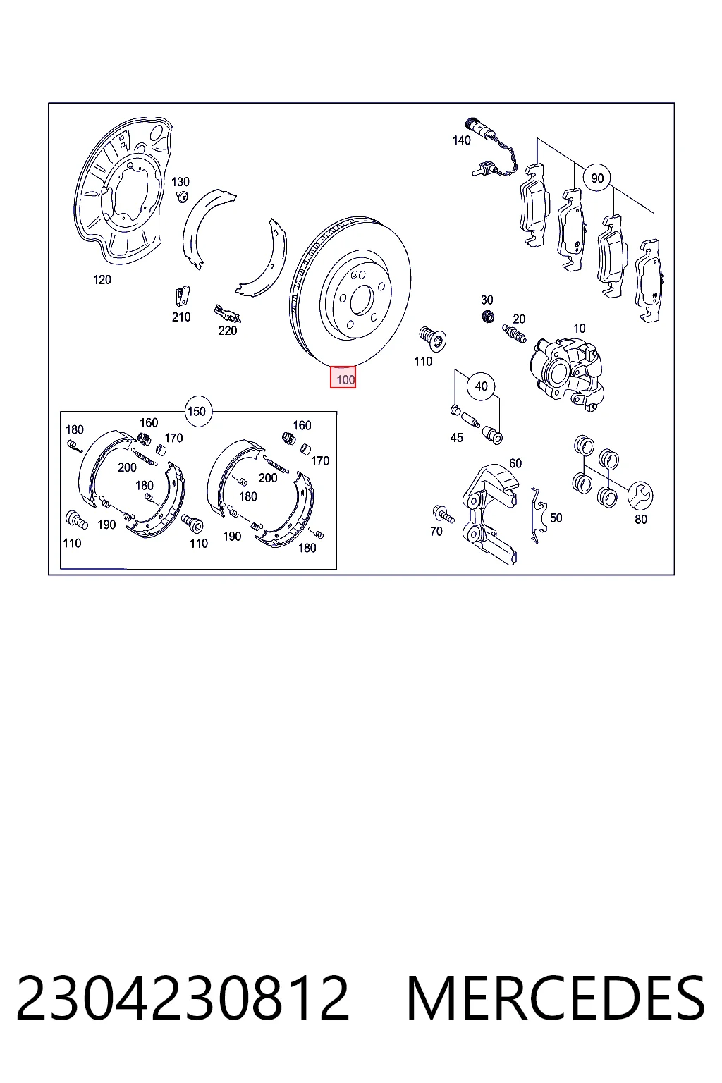 2304230812 Mercedes Tarcza hamulcowa tylna