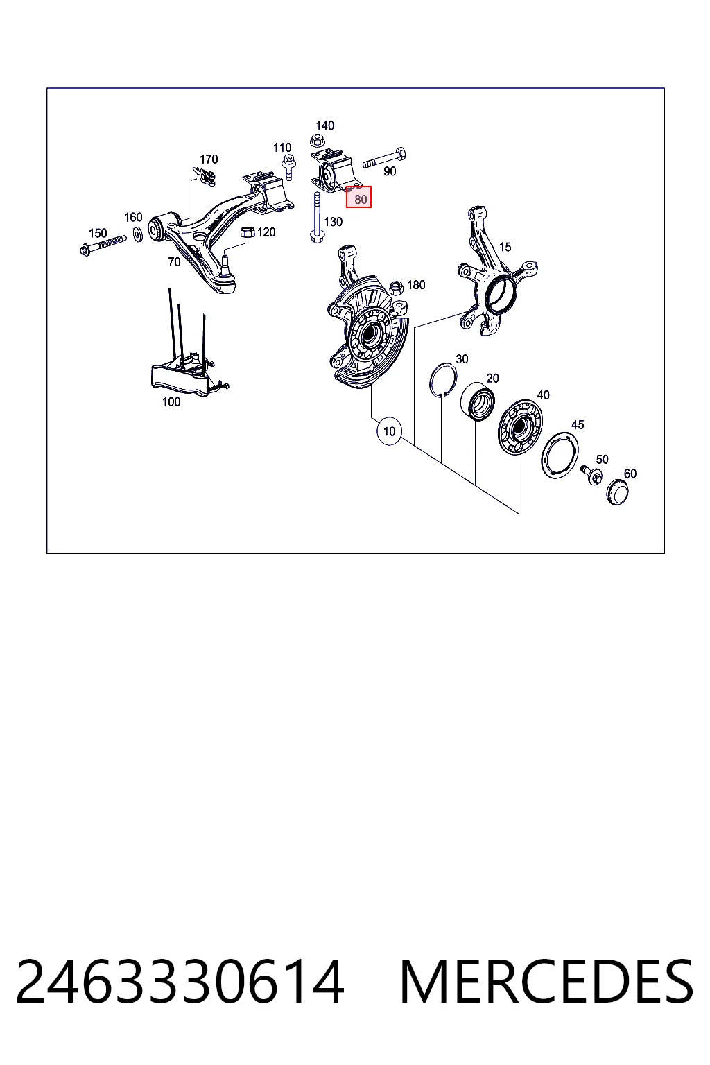 2463330614 Mercedes Silentblock przedniego wahacza dolnego