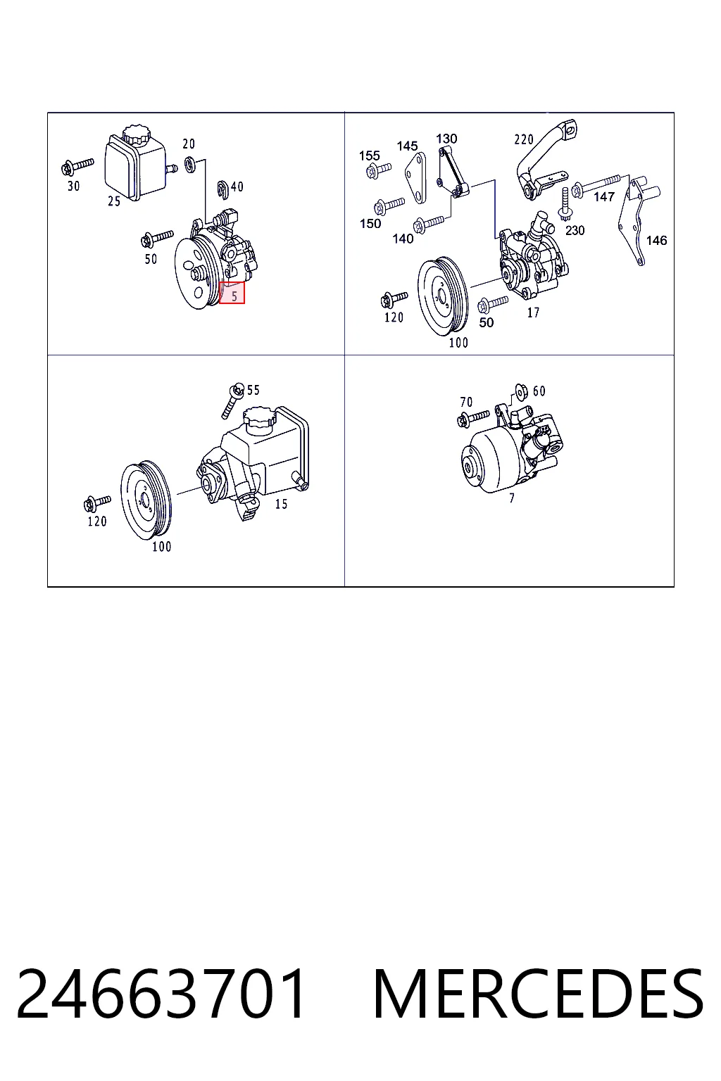 24663701 Mercedes Pompa wspomagania hydraulicznego kierownicy
