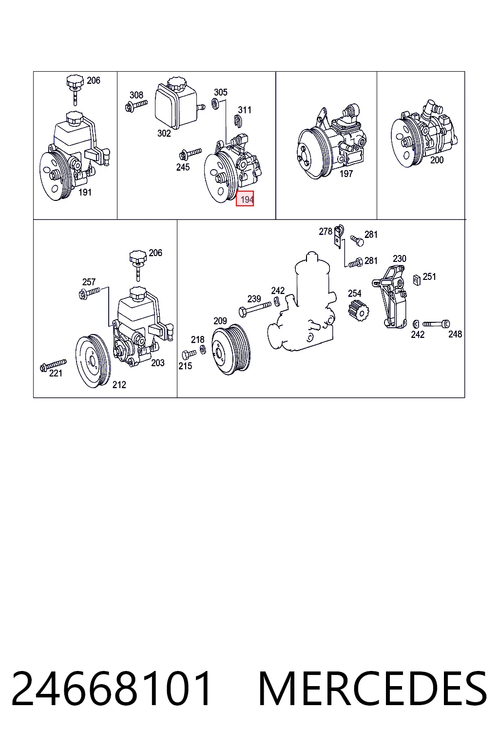 24668101 Mercedes Pompa wspomagania hydraulicznego kierownicy