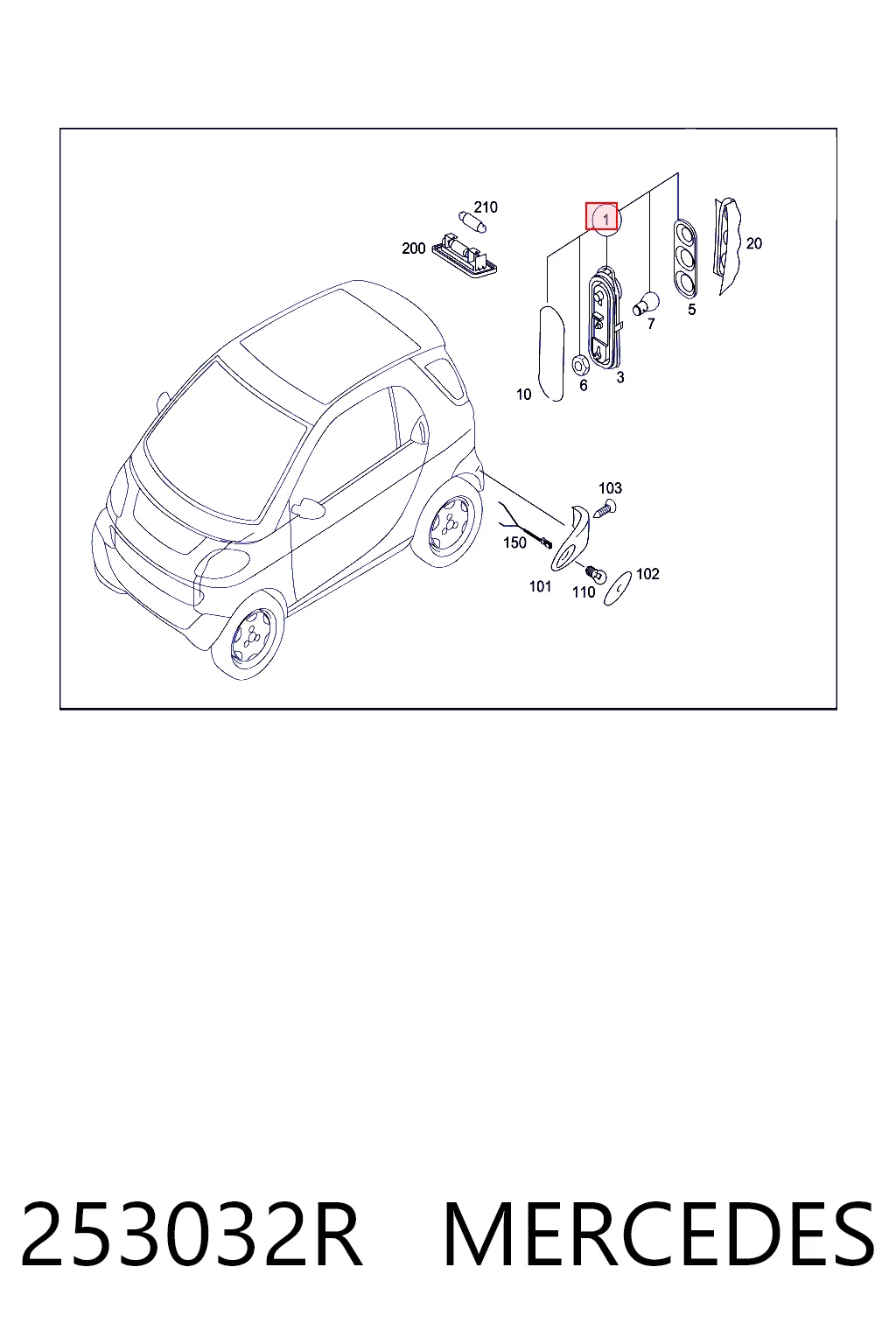 Lampa zespolona tylna prawa do Smart FORTWO  450