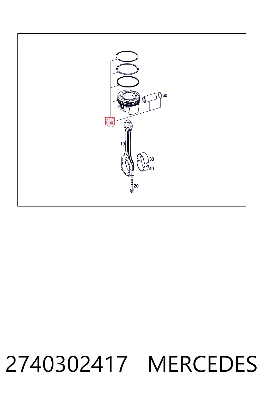 Tłok, komplet do jednego cylindru, STD Mercedes E sedana (W213) (2016 - 2023) cena, od 171,23 USD