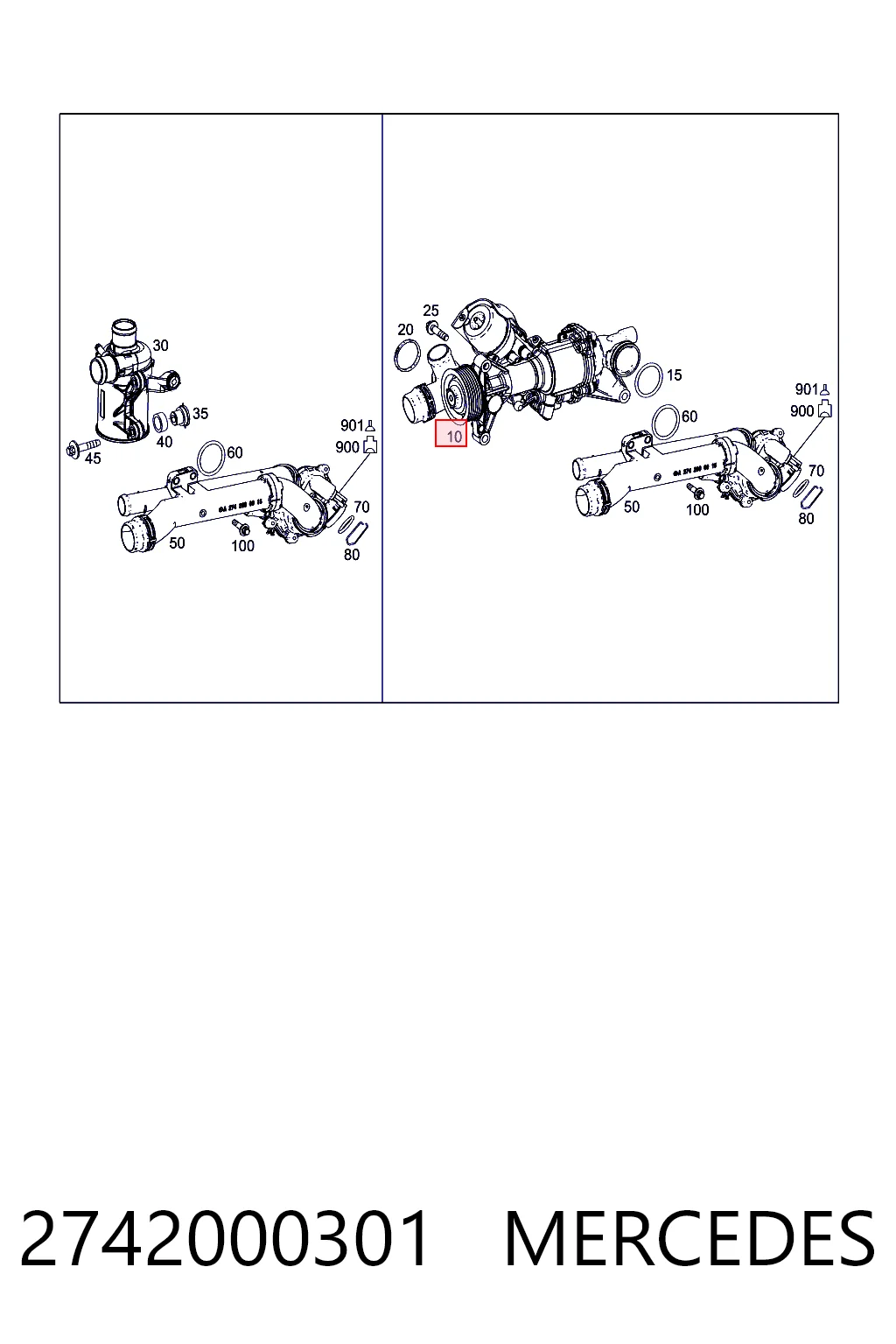 2742000301 Mercedes Pompa chłodząca wodna