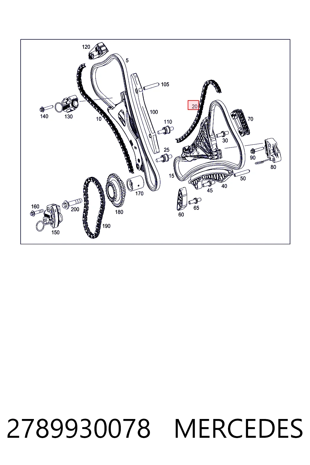 2789930078 Mercedes Łańcuch rozrządu prawy