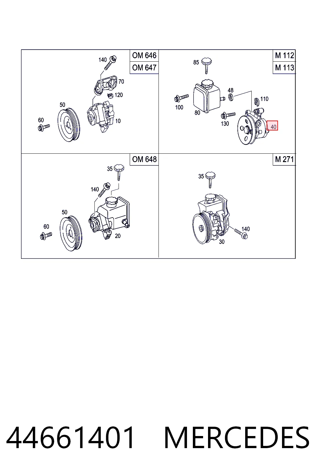 44661401 Mercedes Pompa wspomagania hydraulicznego kierownicy