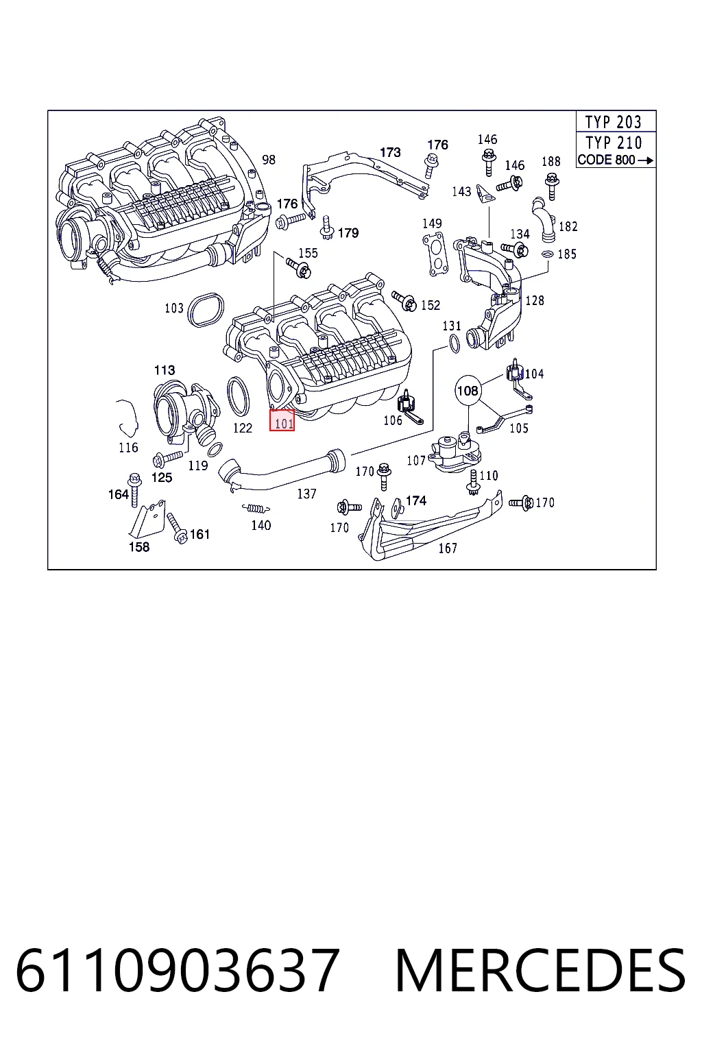6110903637 Mercedes Kolektor ssący