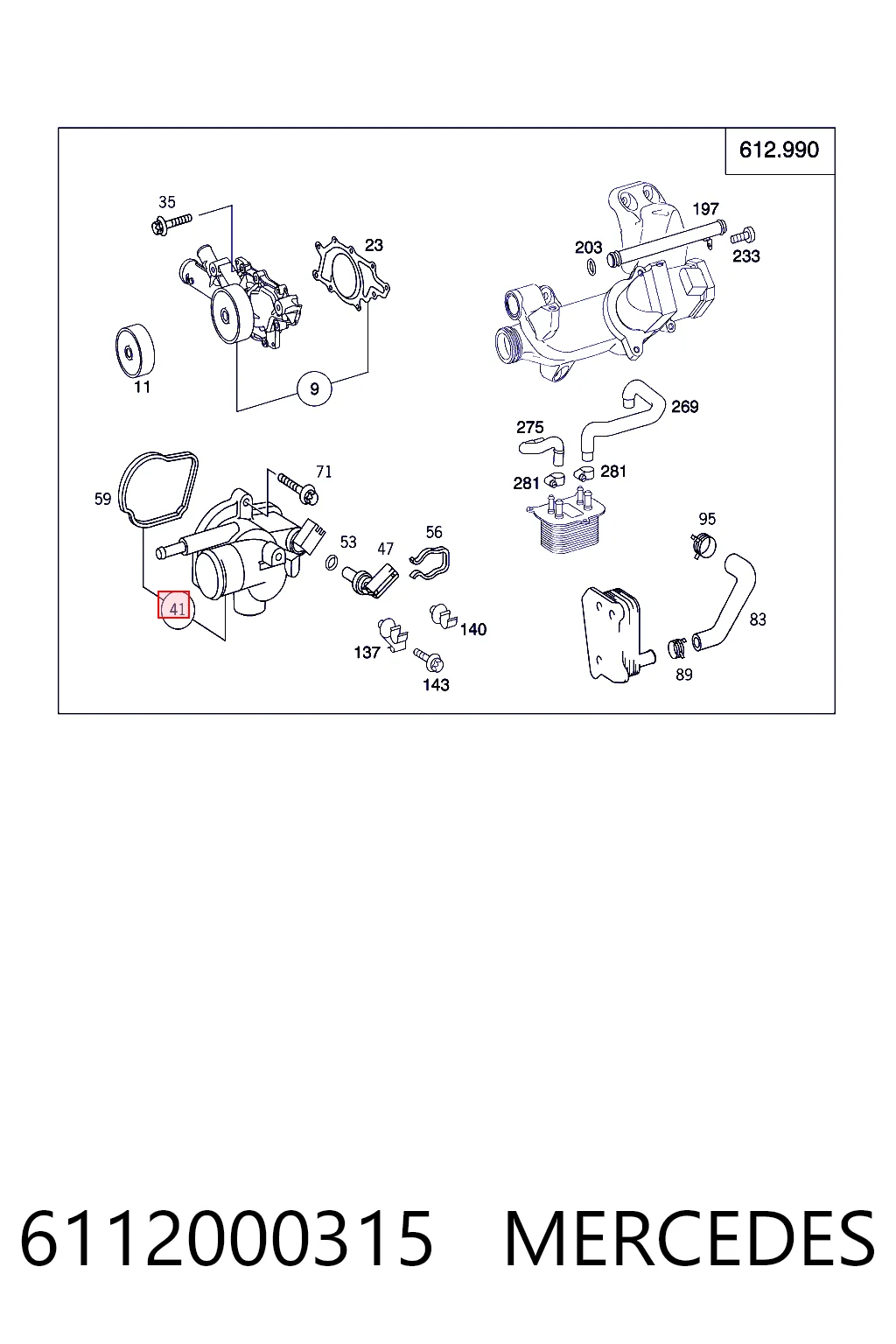 6112000315 Mercedes Obudowa termostatu