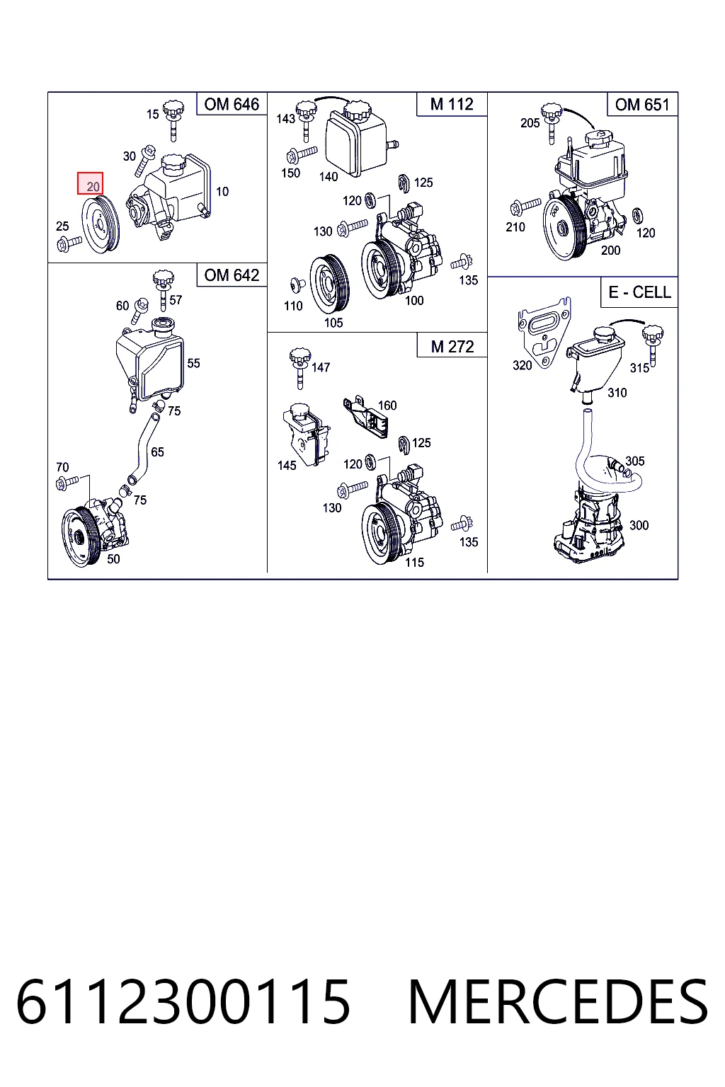 6112300115 Mercedes Koło pasowe pompy wspomagania hydraulicznego