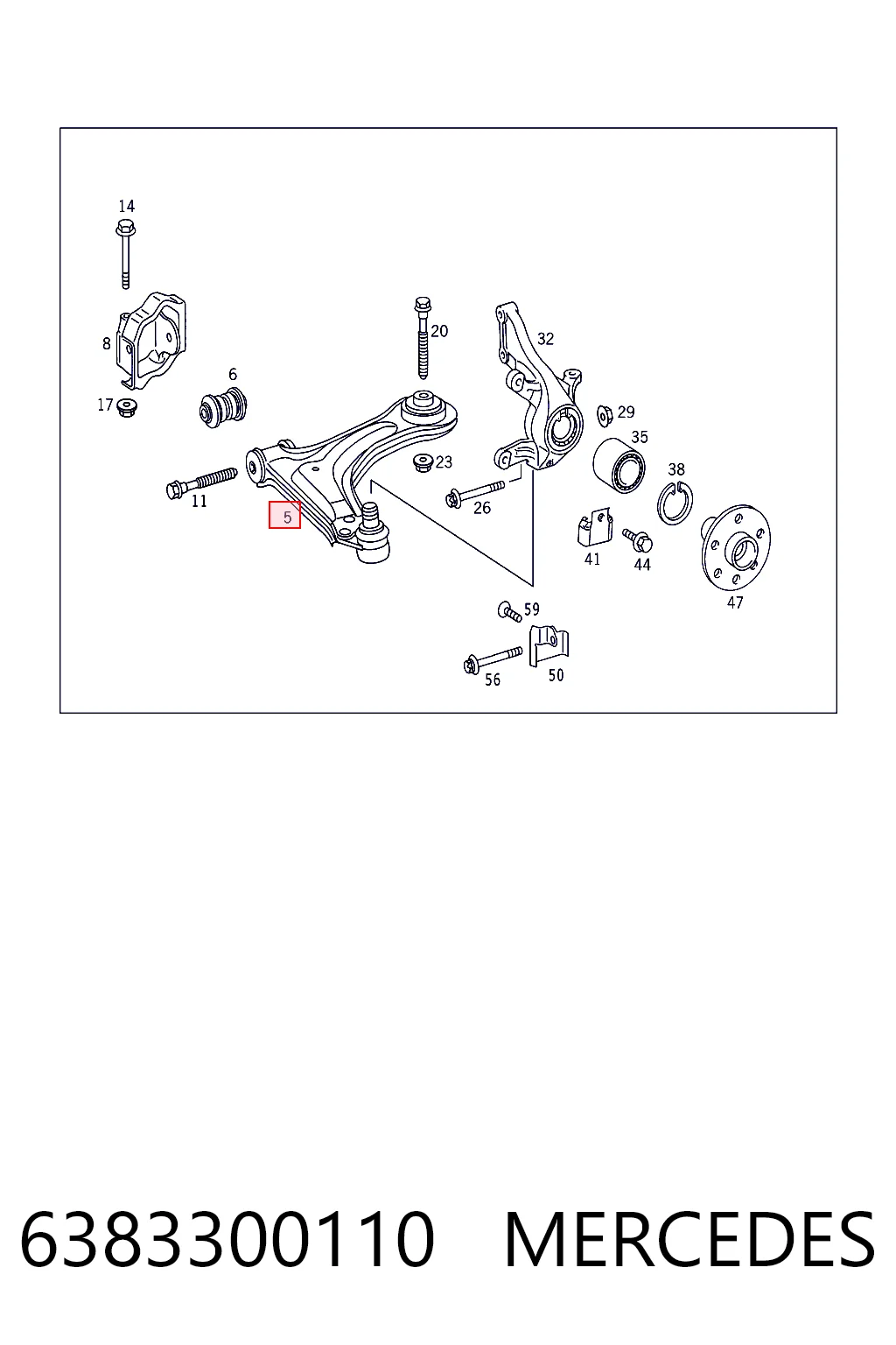 Wahacz zawieszenia przedniego dolny prawy Mercedes Vito I awangarda (638) (1997 - 2003) cena, od 86,28 USD