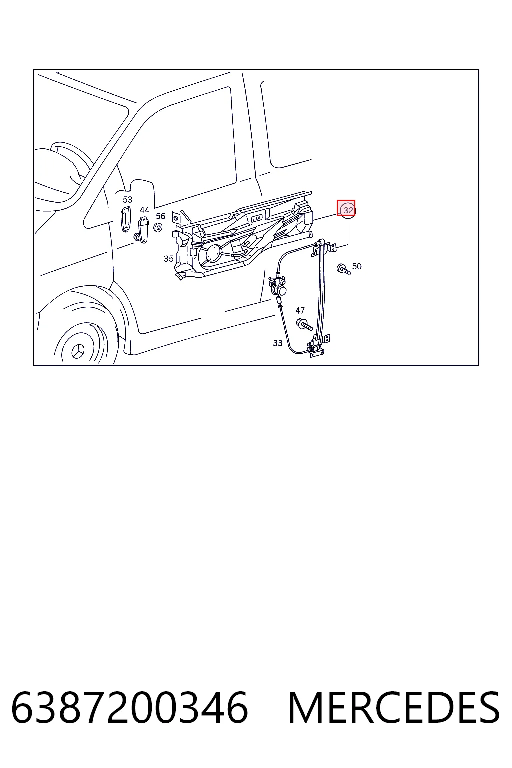 Do koszyka Mechanizm podnoszenia szyby drzwi przednich prawych Mercedes Vito I 638
