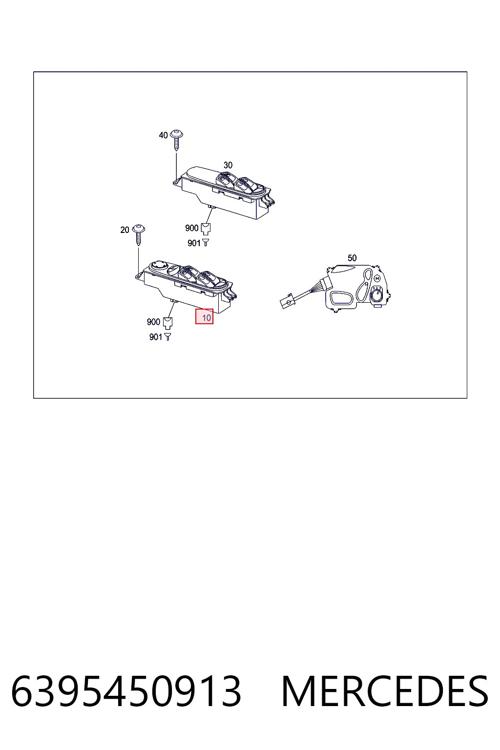 6395450913 Mercedes Panel przyciskowy sterowania podnośnikiem szyby przedni lewy