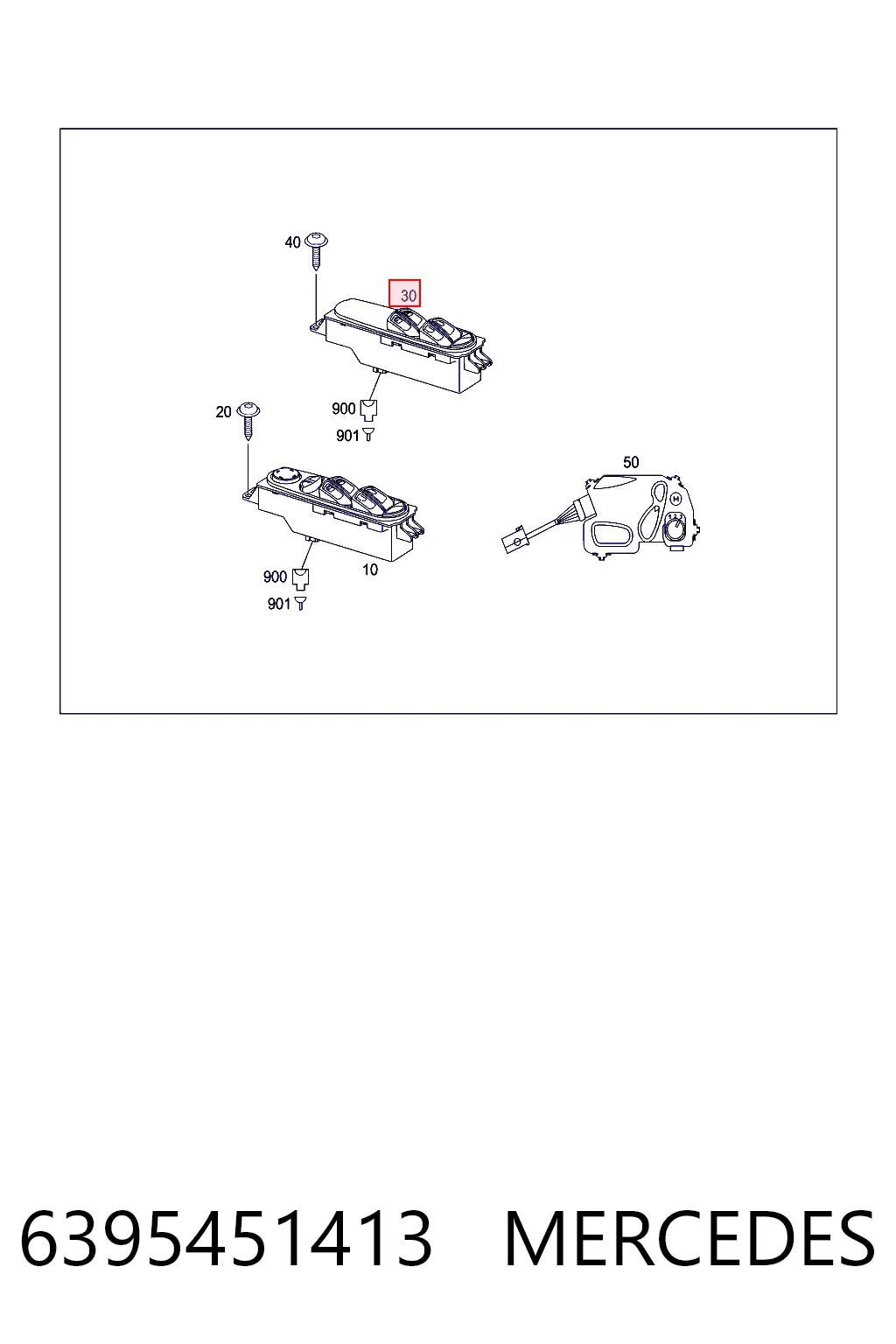 6395451413 Mercedes Panel przyciskowy sterowania podnośnikiem szyby przedni prawy