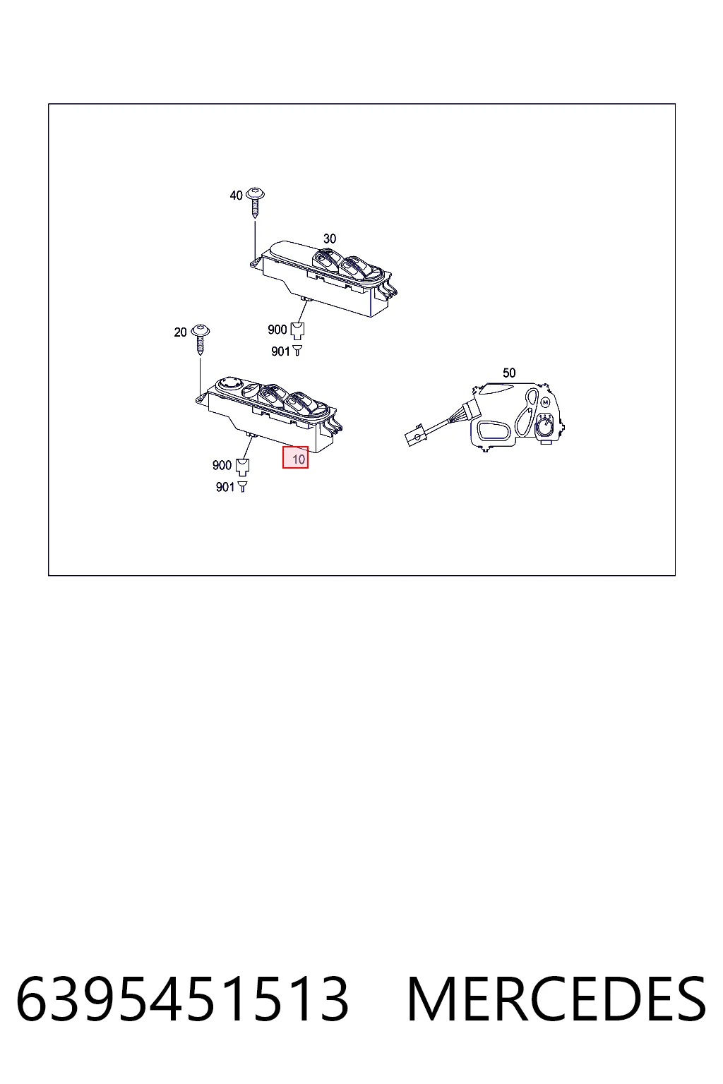 6395451513 Mercedes Panel przyciskowy sterowania podnośnikiem szyby przedni lewy