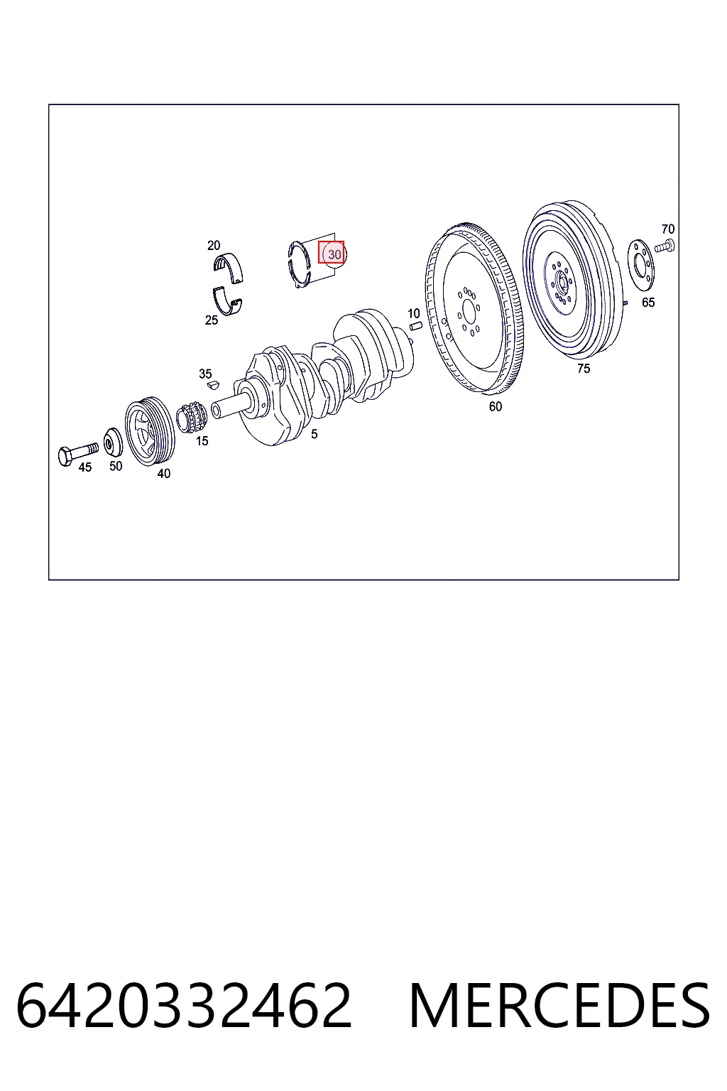 6420332462 Mercedes Półpierścień oporowy wału korbowego, STD, zestaw
