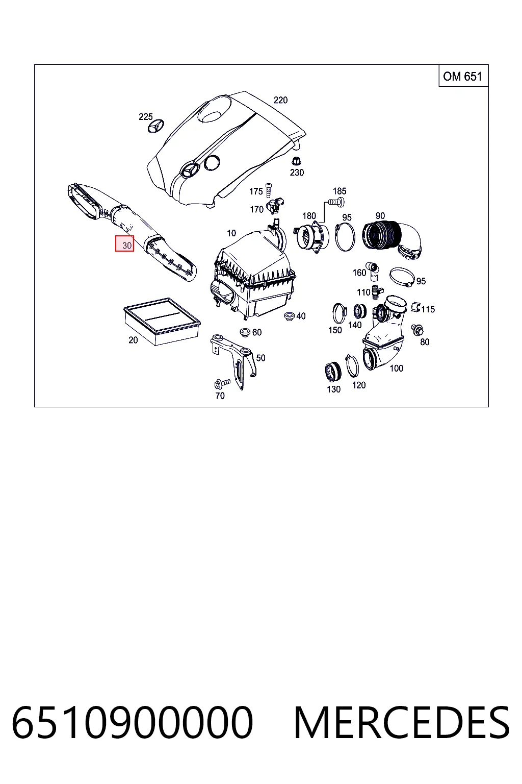6510900000 Mercedes Wlot powietrza do filtra powietrza