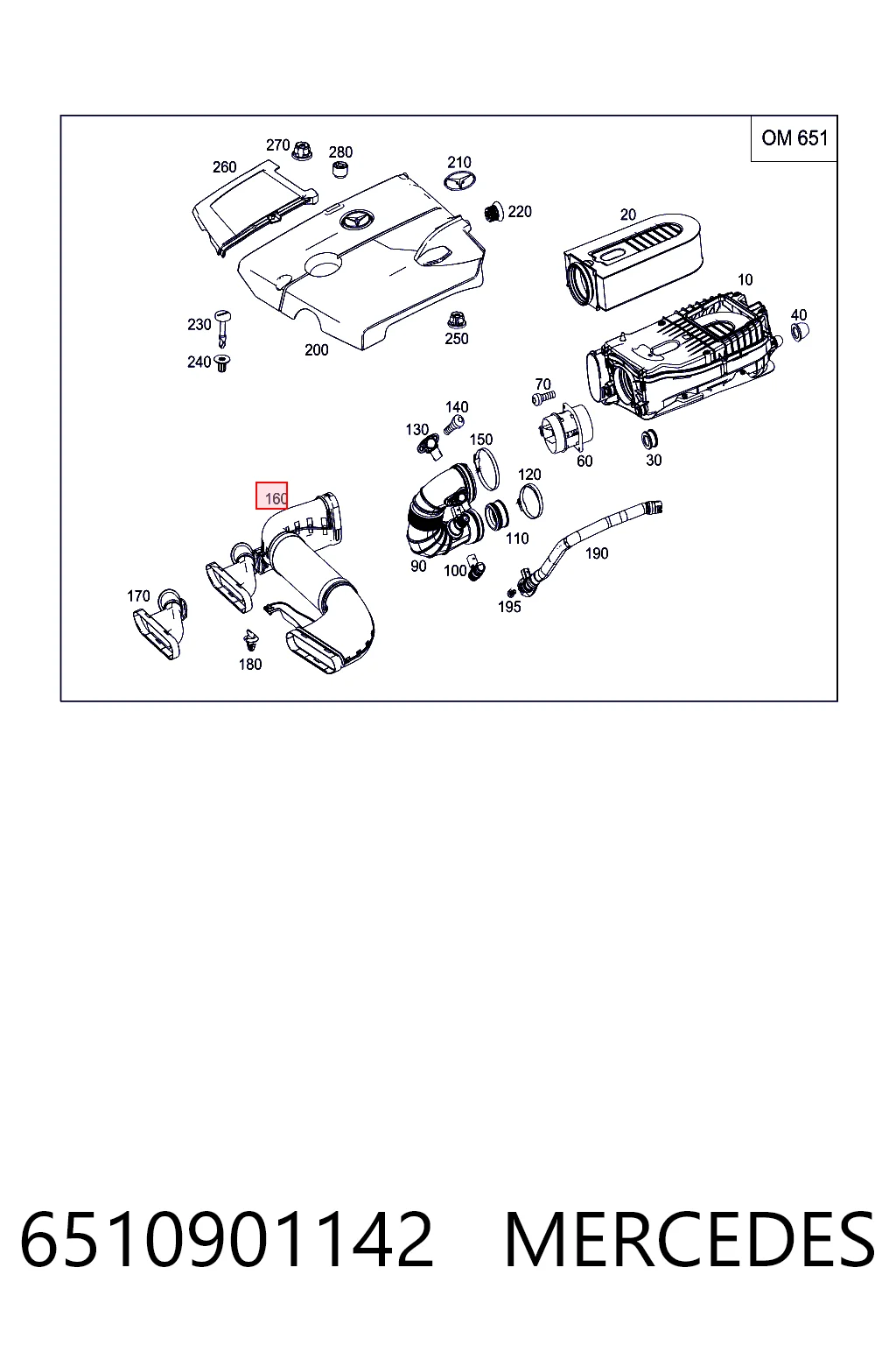 6510901142 Mercedes Wlot powietrza do filtra powietrza