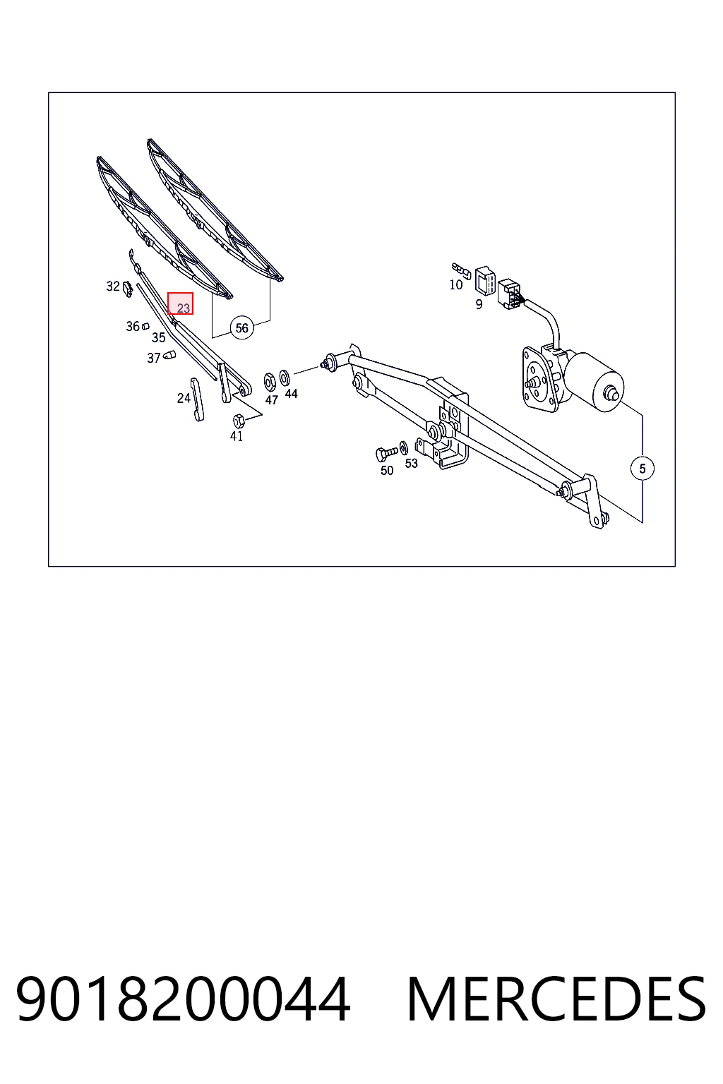 9018200044 Mercedes Ramię wycieraczki szyby przedniej